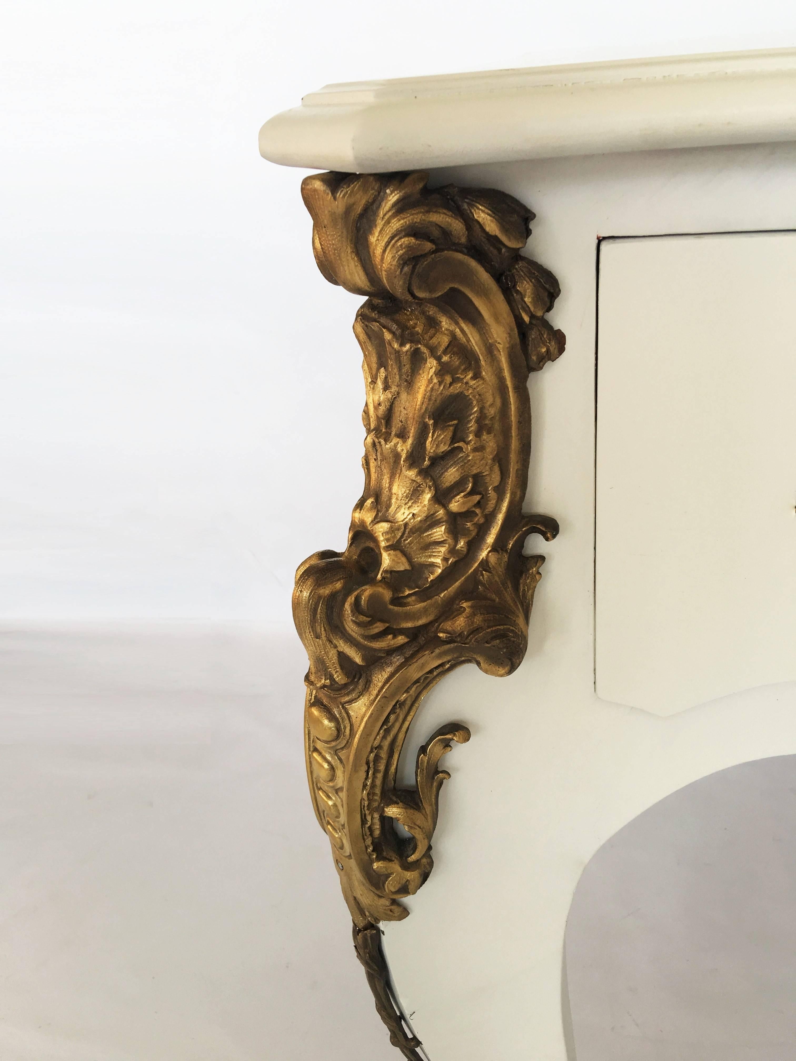20th Century Louis XV Style Lacquered and Gilt Bronze-Mounted Bureau Plat For Sale