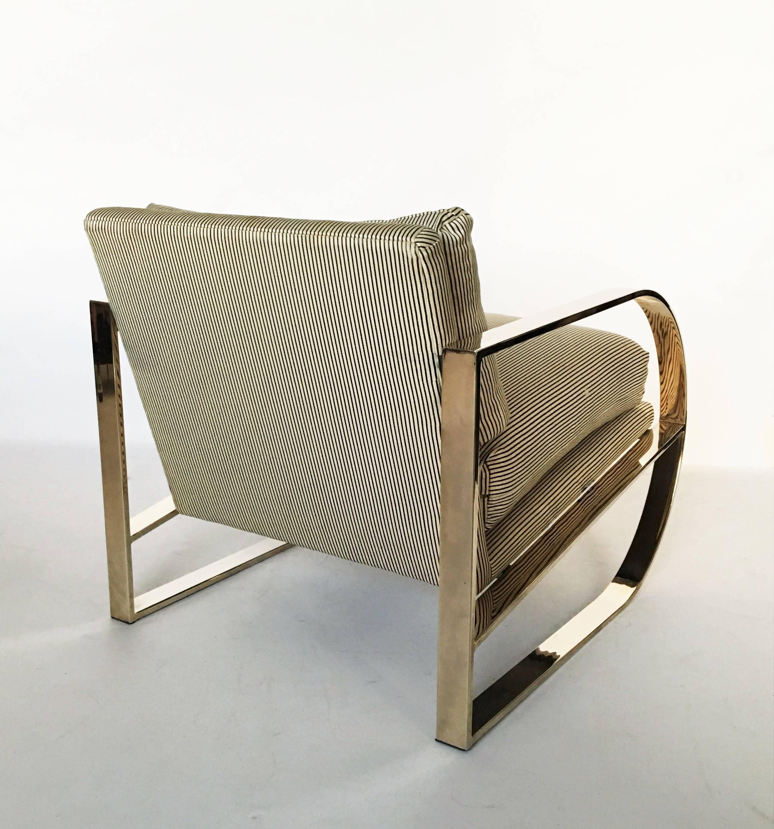 Brass Geometric Form Lounge Chair by John Mascheroni for Swaim Originals For Sale