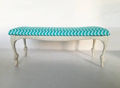 Dorothy Draper Style Carved Twisted Rope Bench