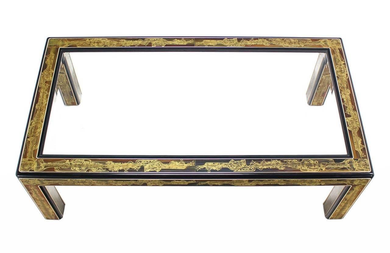 Acid-Etched Brass Coffee Table by Bernhard Rohne for Mastercraft For Sale 3