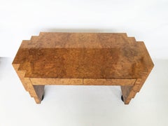 Unusual Burl Wood Writing Table or Desk with Black Lacquer Legs