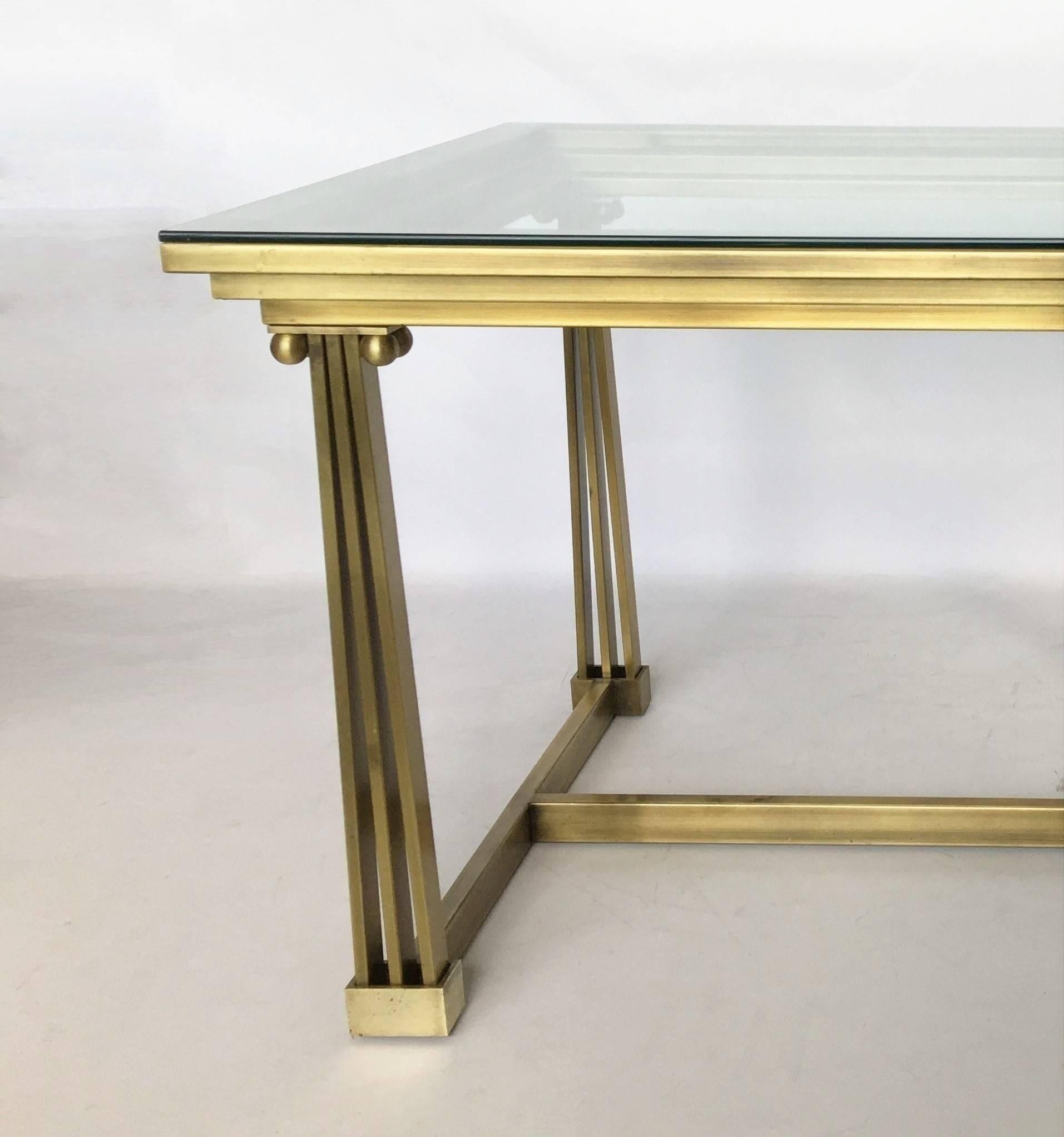 Late 20th Century Two Brass & Glass Desk or Dining Table, Mastercraft For Sale
