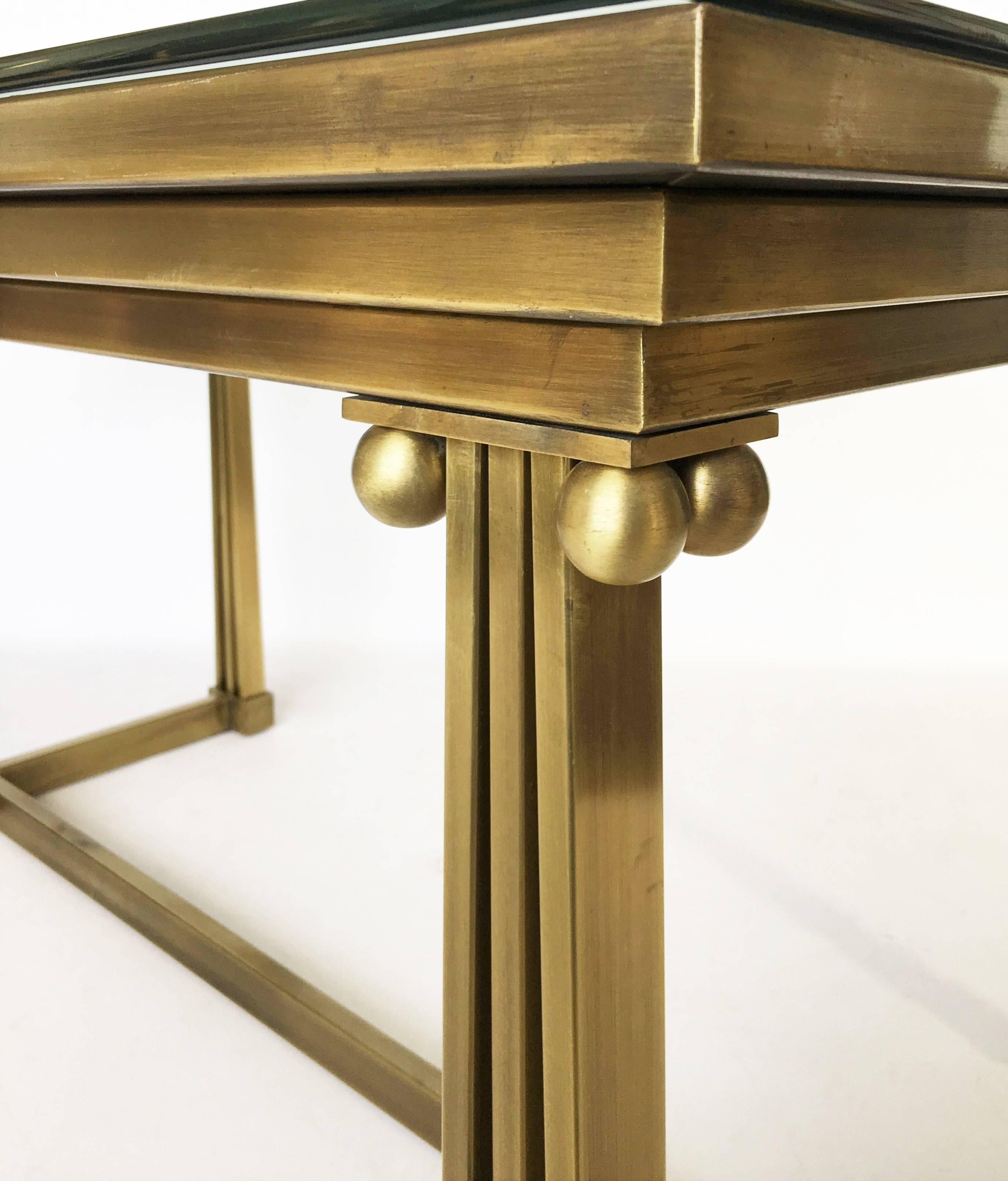 Two Brass & Glass Desk or Dining Table, Mastercraft For Sale 2