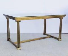 Two Brass & Glass Desk or Dining Table, Mastercraft