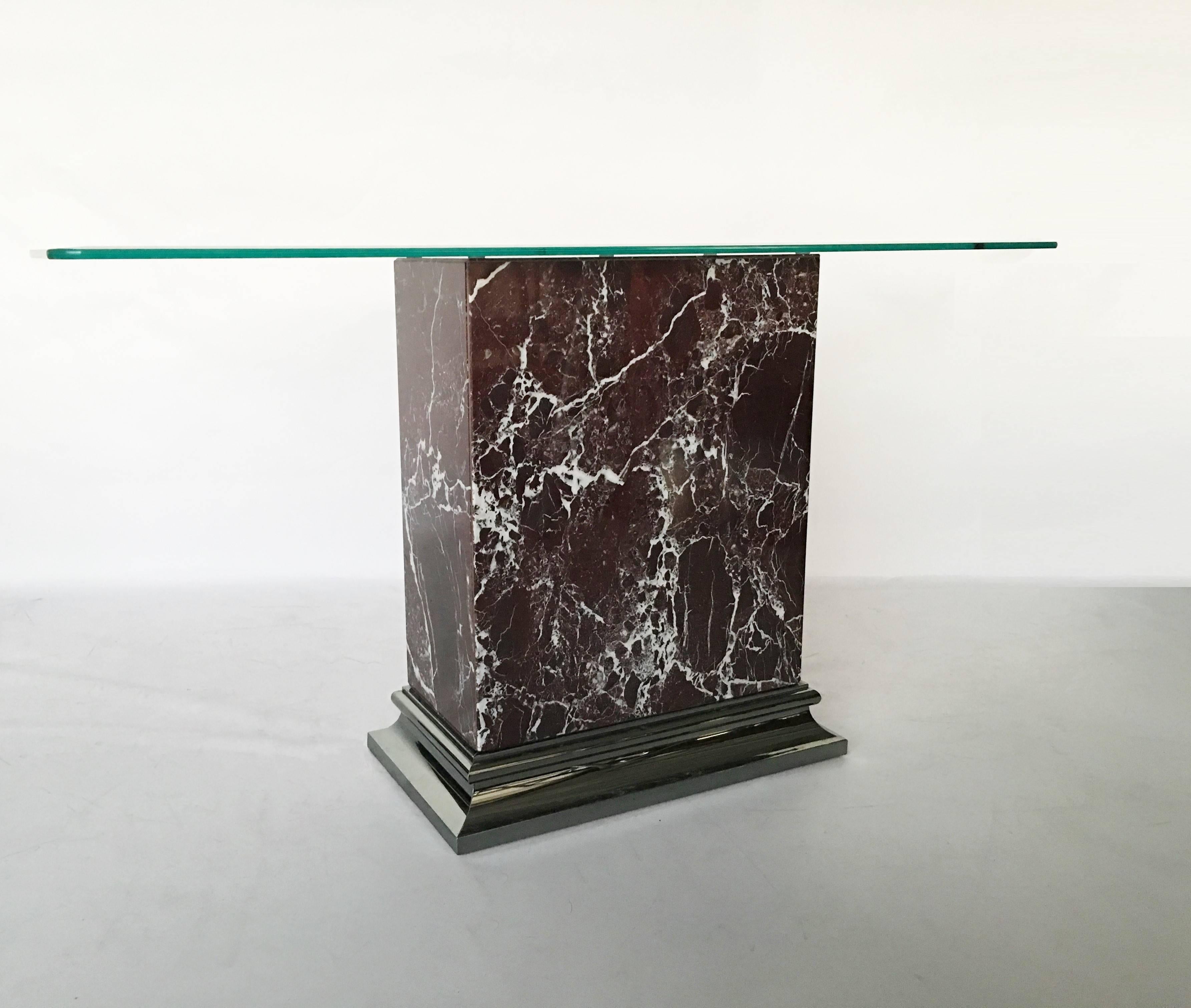 Stunning Mastercraft Marble and Nickel Console Table In Good Condition For Sale In Dallas, TX