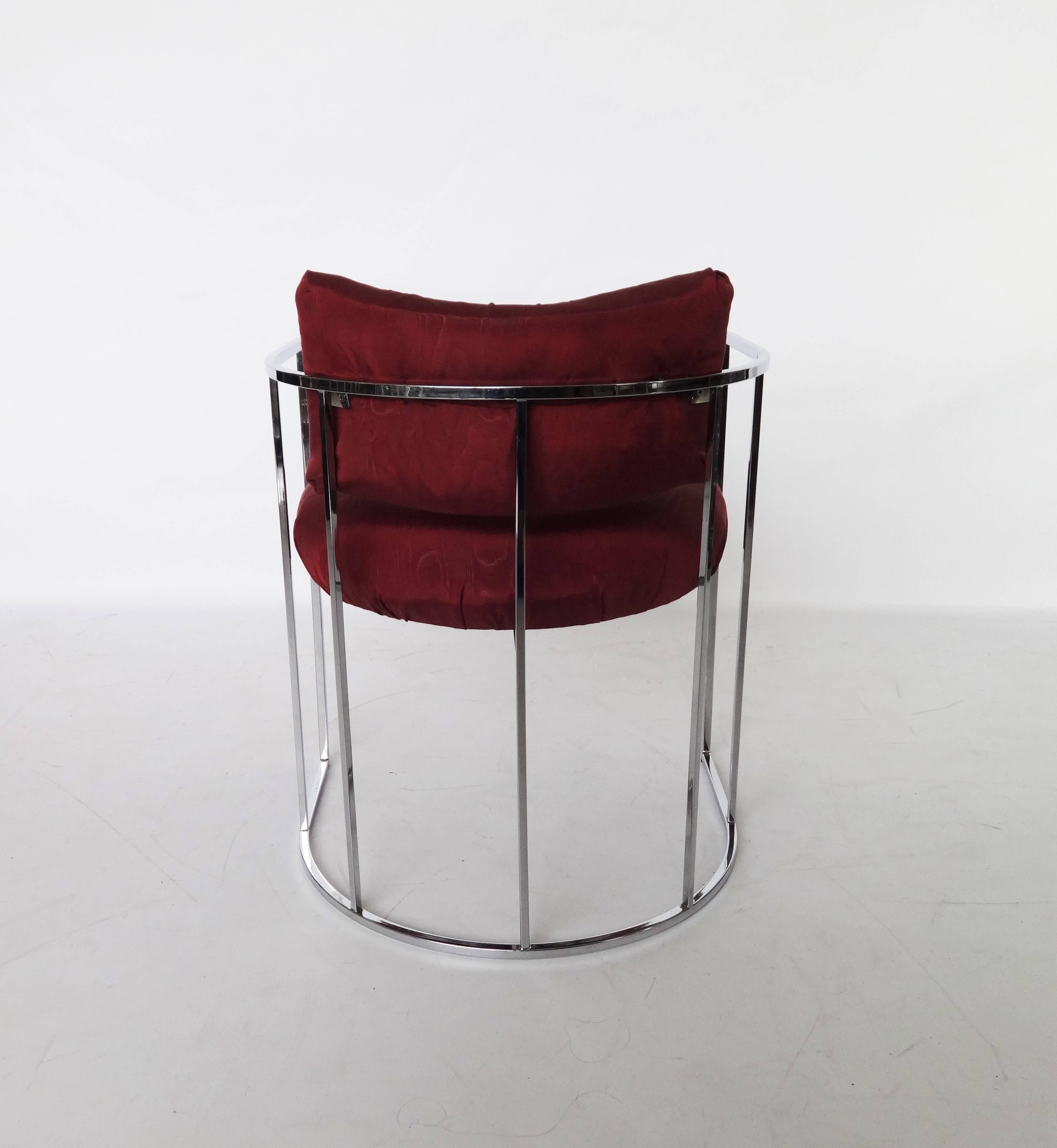 Four Mid-Century Chrome Milo Baughman Dining Chairs For Sale 1