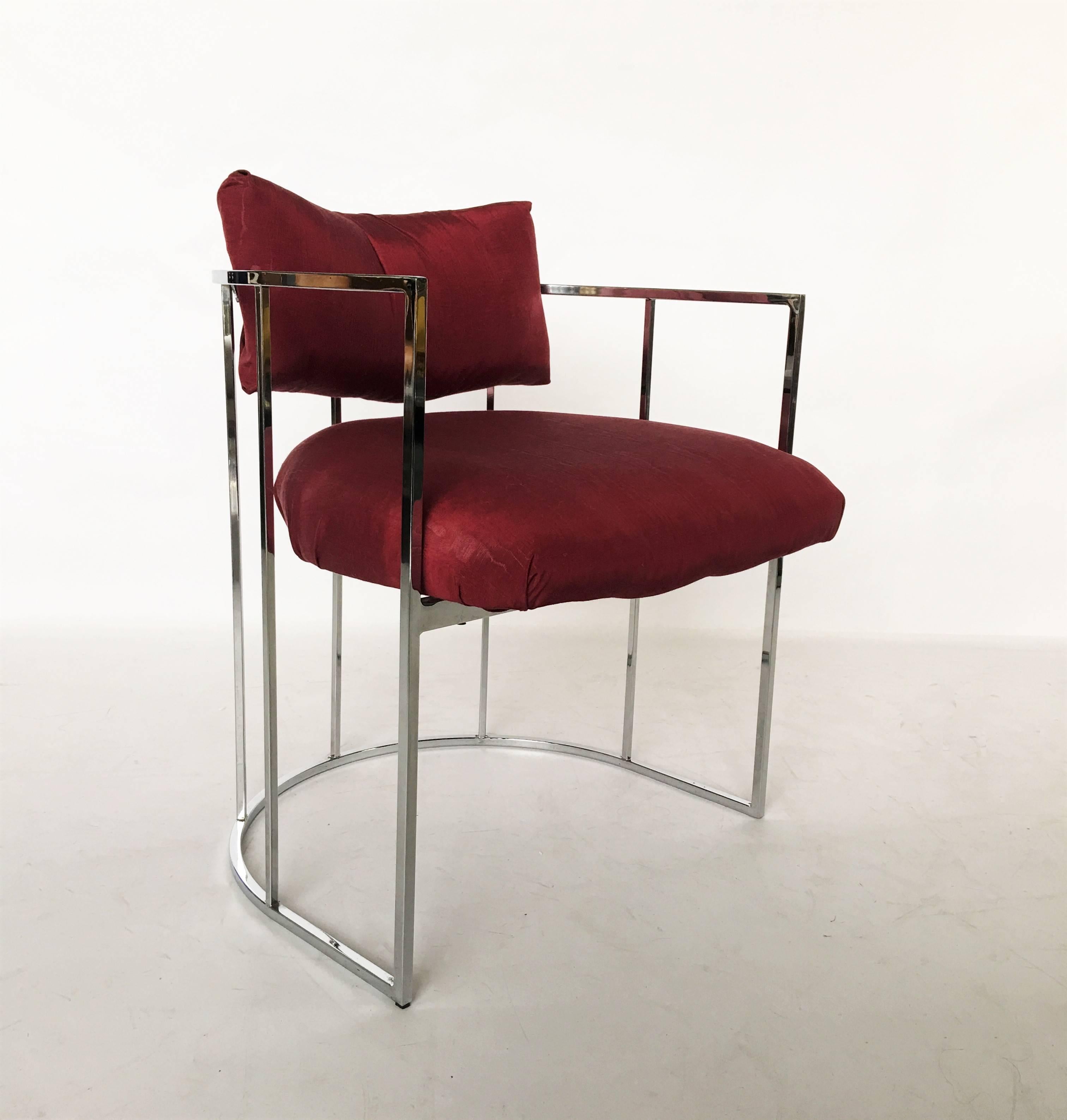 American Four Mid-Century Chrome Milo Baughman Dining Chairs For Sale