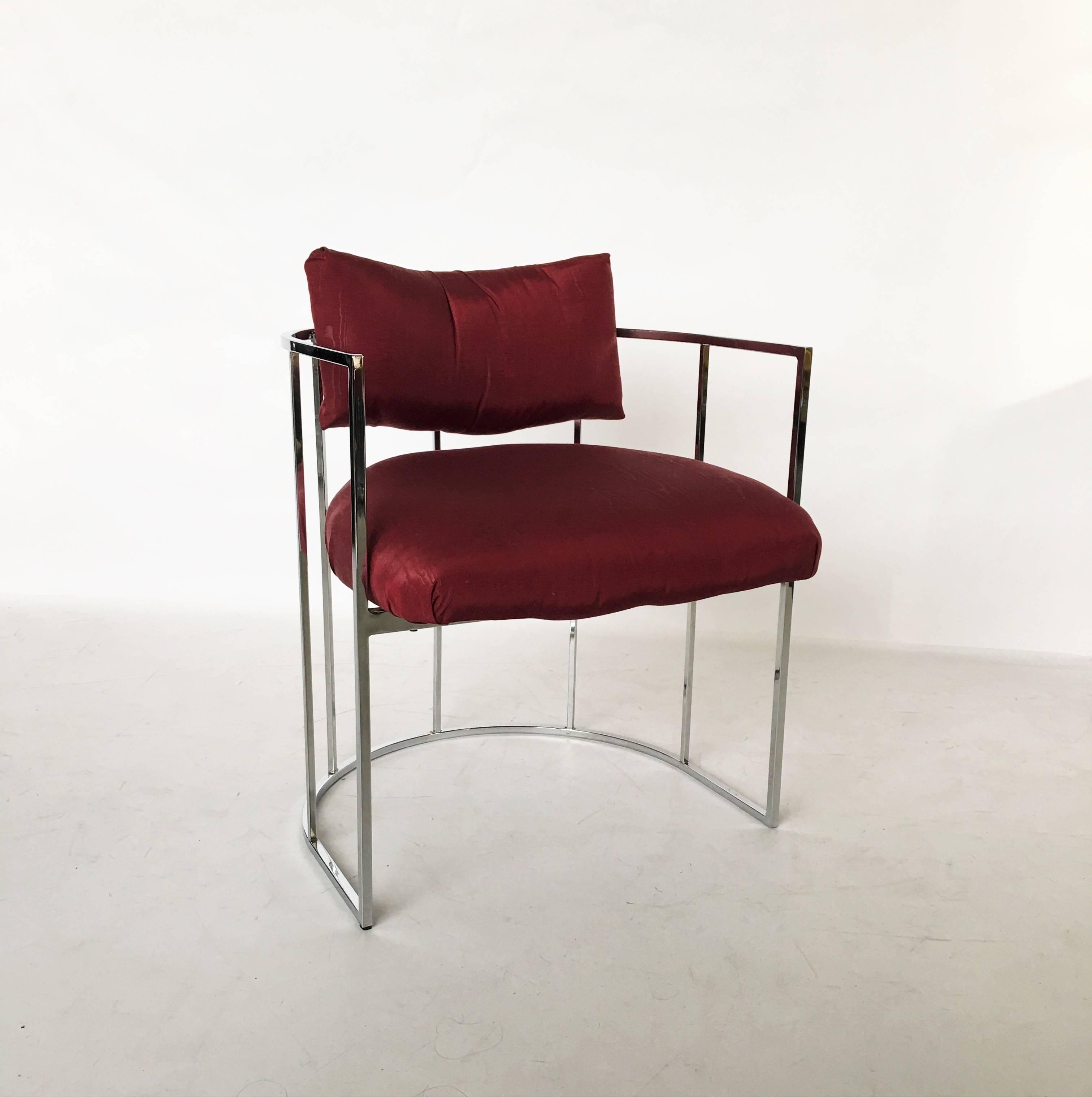 Mid-Century Modern Four Mid-Century Chrome Milo Baughman Dining Chairs For Sale