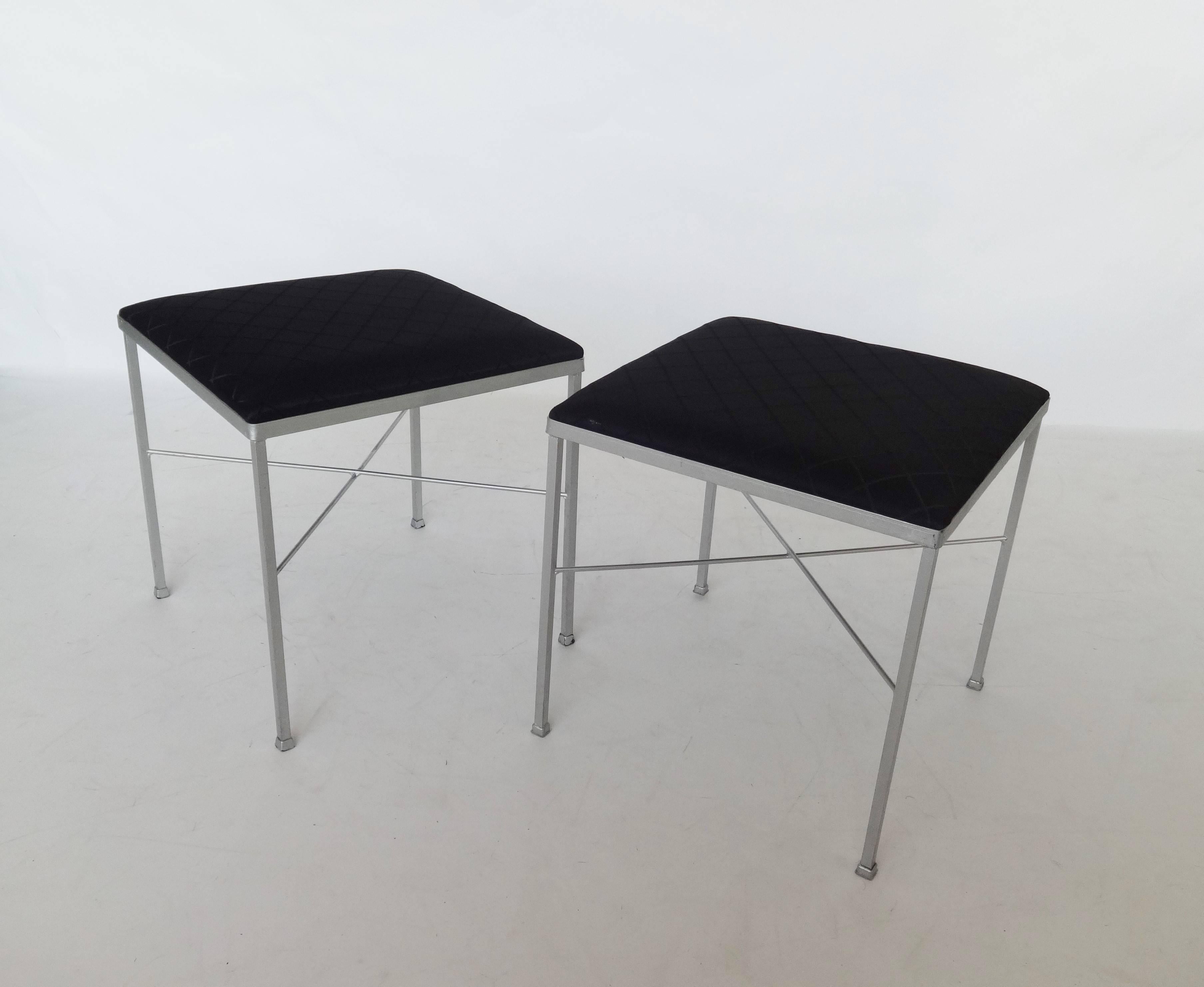 Mid-Century Modern Eight X-Base Brass Stools by Thonet For Sale