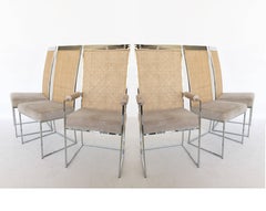 Set of Six High Back Cane Dining Chairs by Milo Baughman for Thayer Coggin