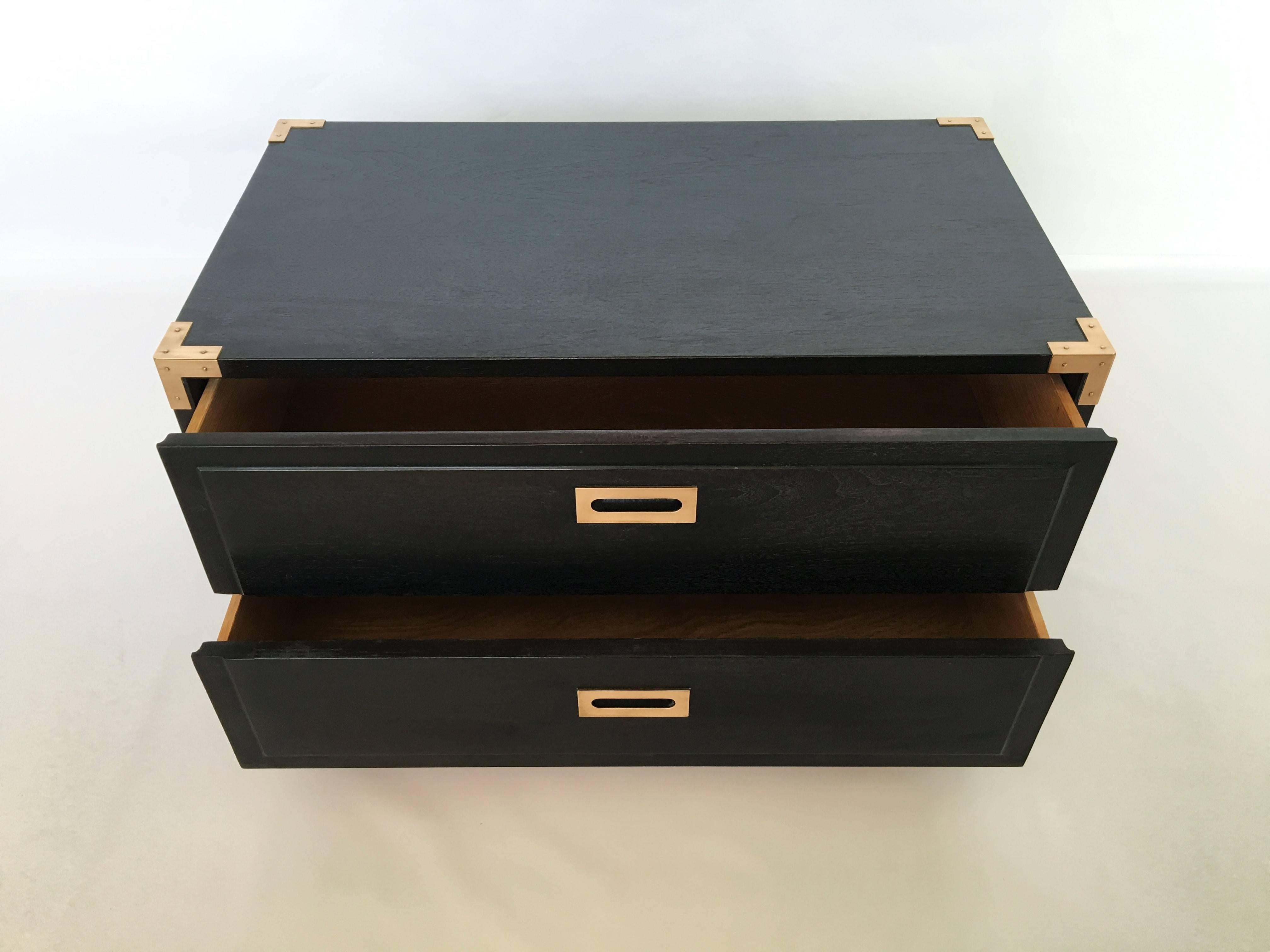 Pair of Campaign Style End Tables or Nightstands, 1970s In Excellent Condition In Dallas, TX