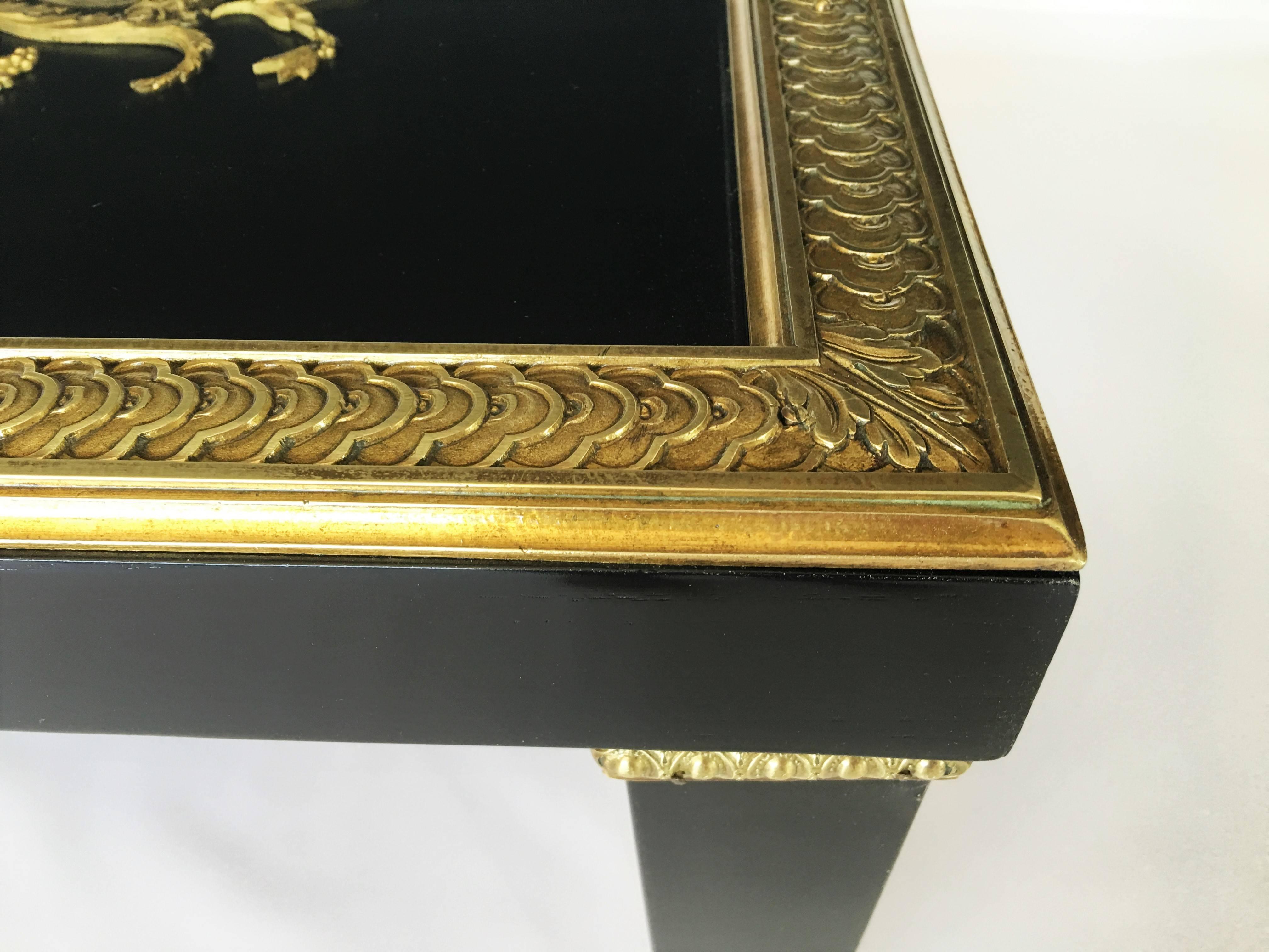 Regency Ebonized, Glass and Gilt Mounted Centre Table Attributed to Beurdeley For Sale 2