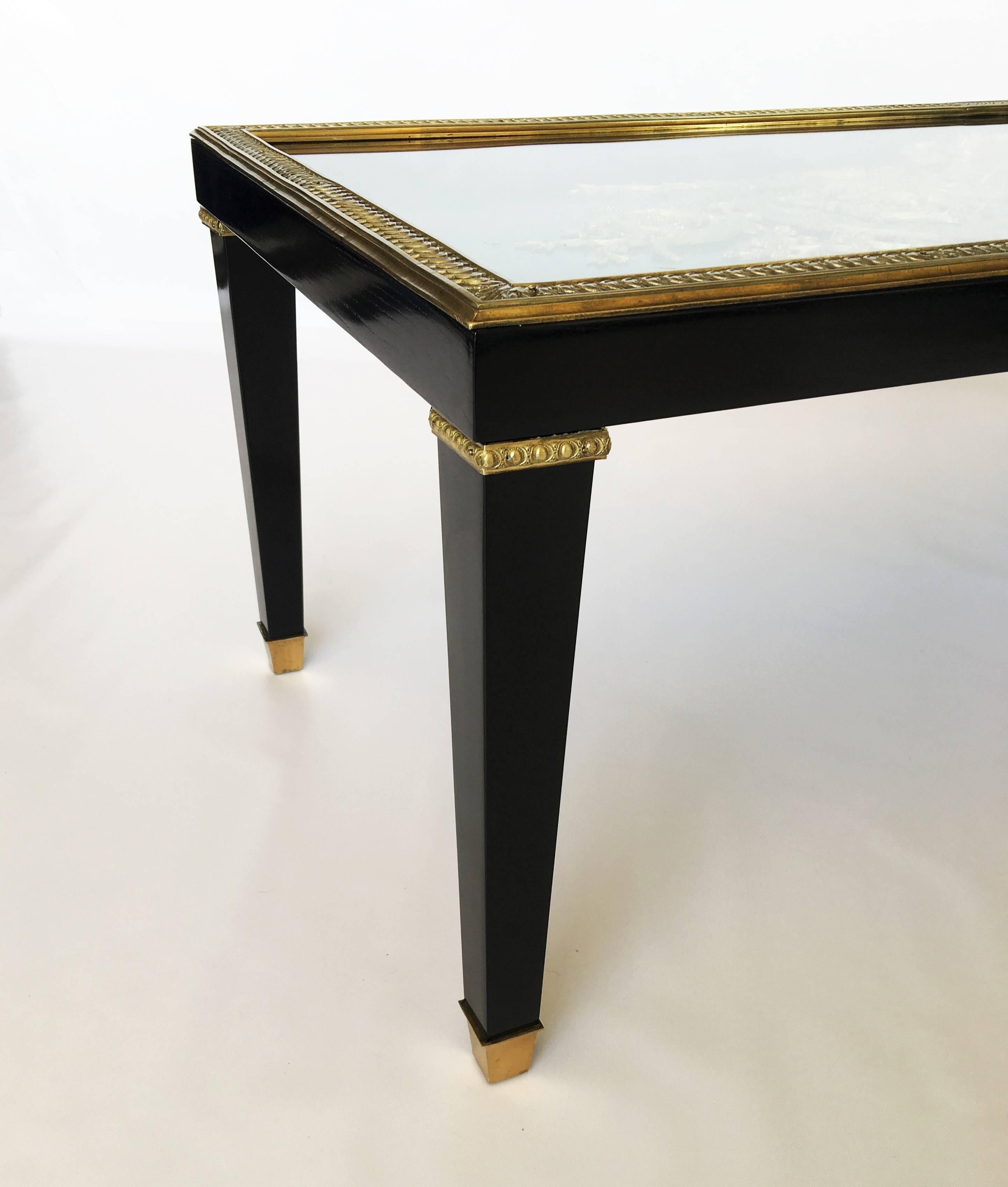 Regency Ebonized, Glass and Gilt Mounted Centre Table Attributed to Beurdeley For Sale 3