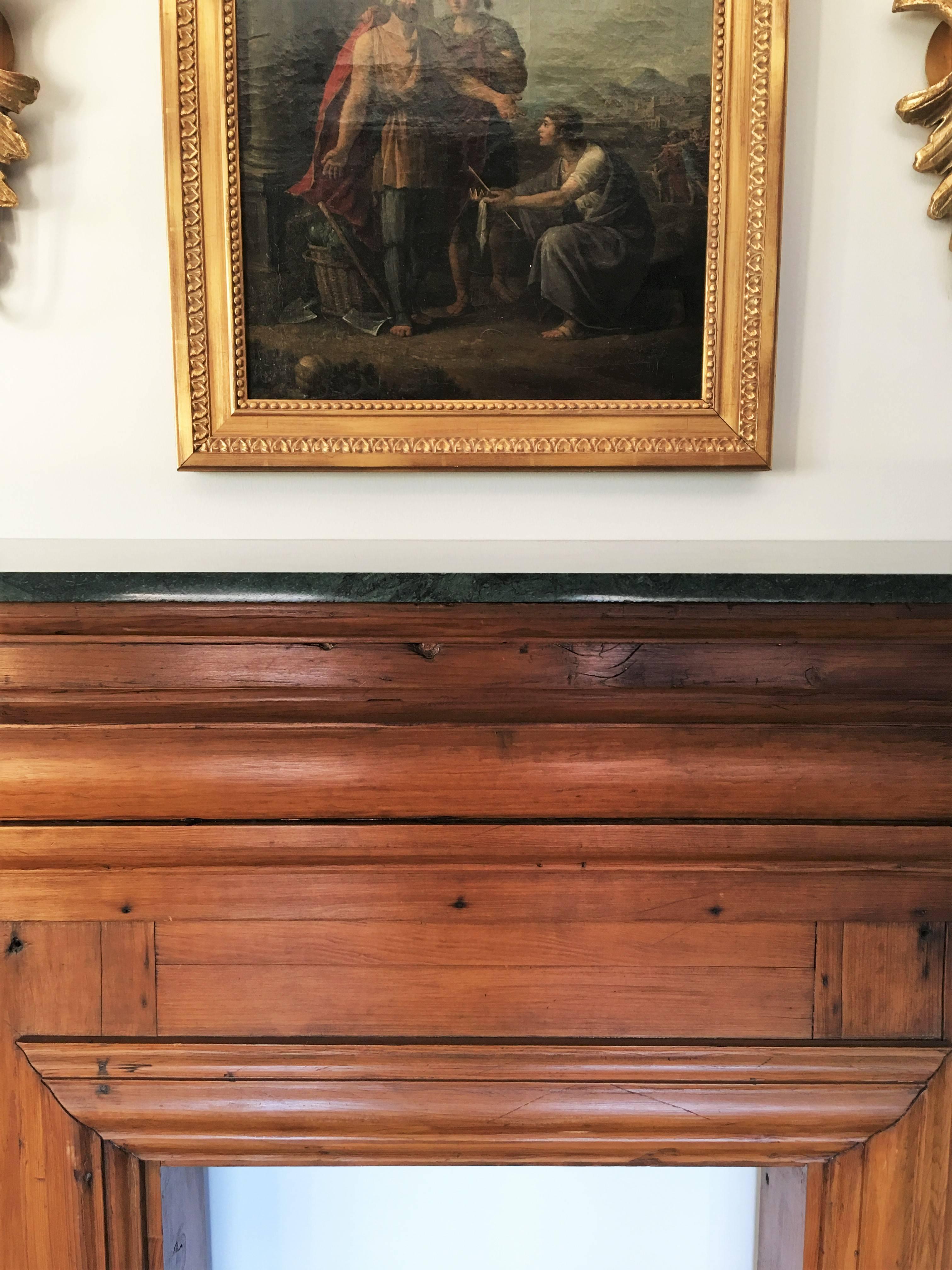 fireplace with marble top