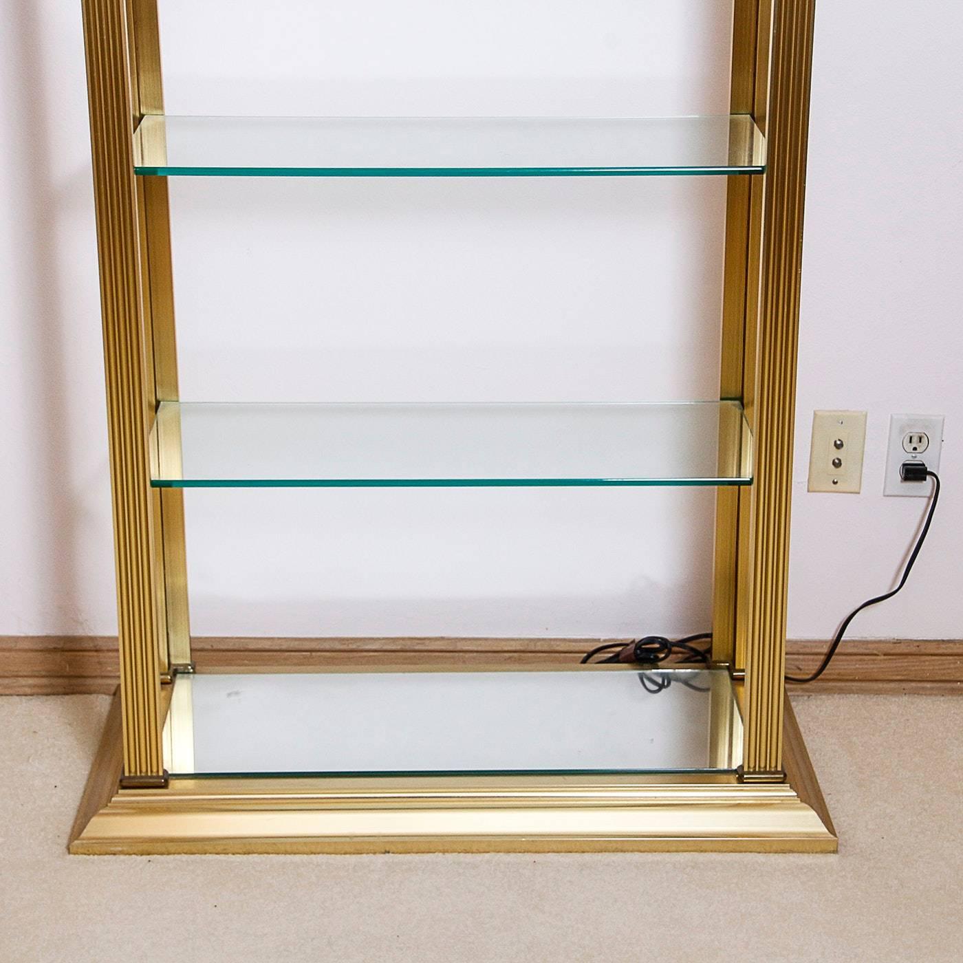 American Neoclassical Brass and Glass Etagere For Sale
