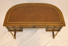 Burled, Brass and Leather Desk by Sligh
