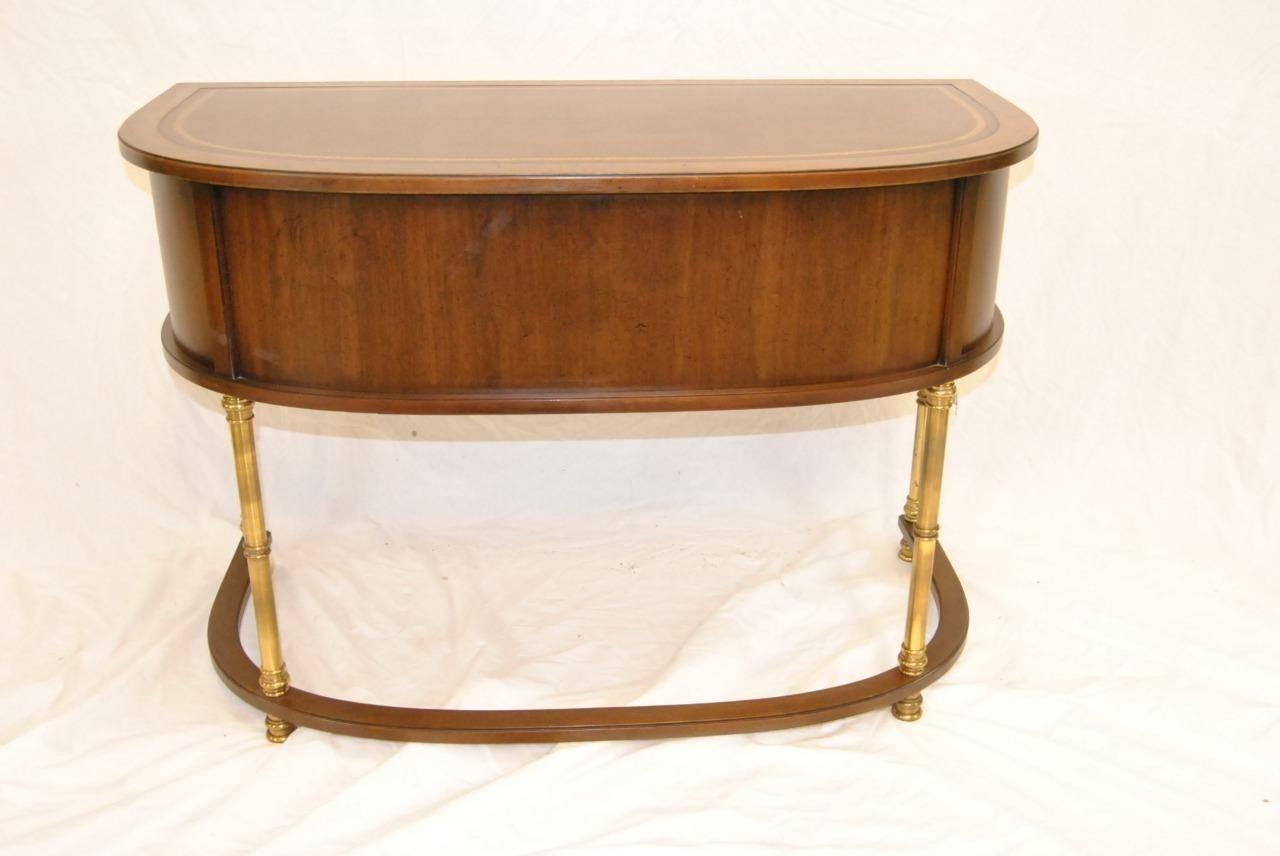 American Burled, Brass and Leather Desk by Sligh For Sale