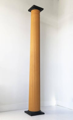 Set of Four Monumental Painted Wood Columns on Bases