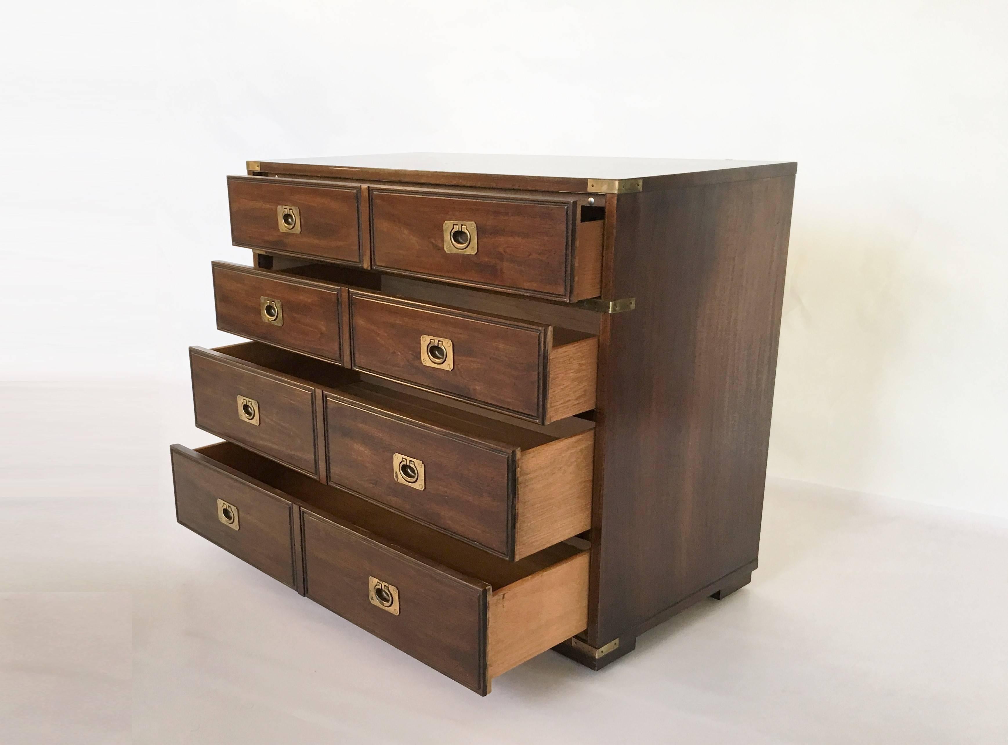 American Vintage Four-Drawer Campaign Bachelors Chest For Sale