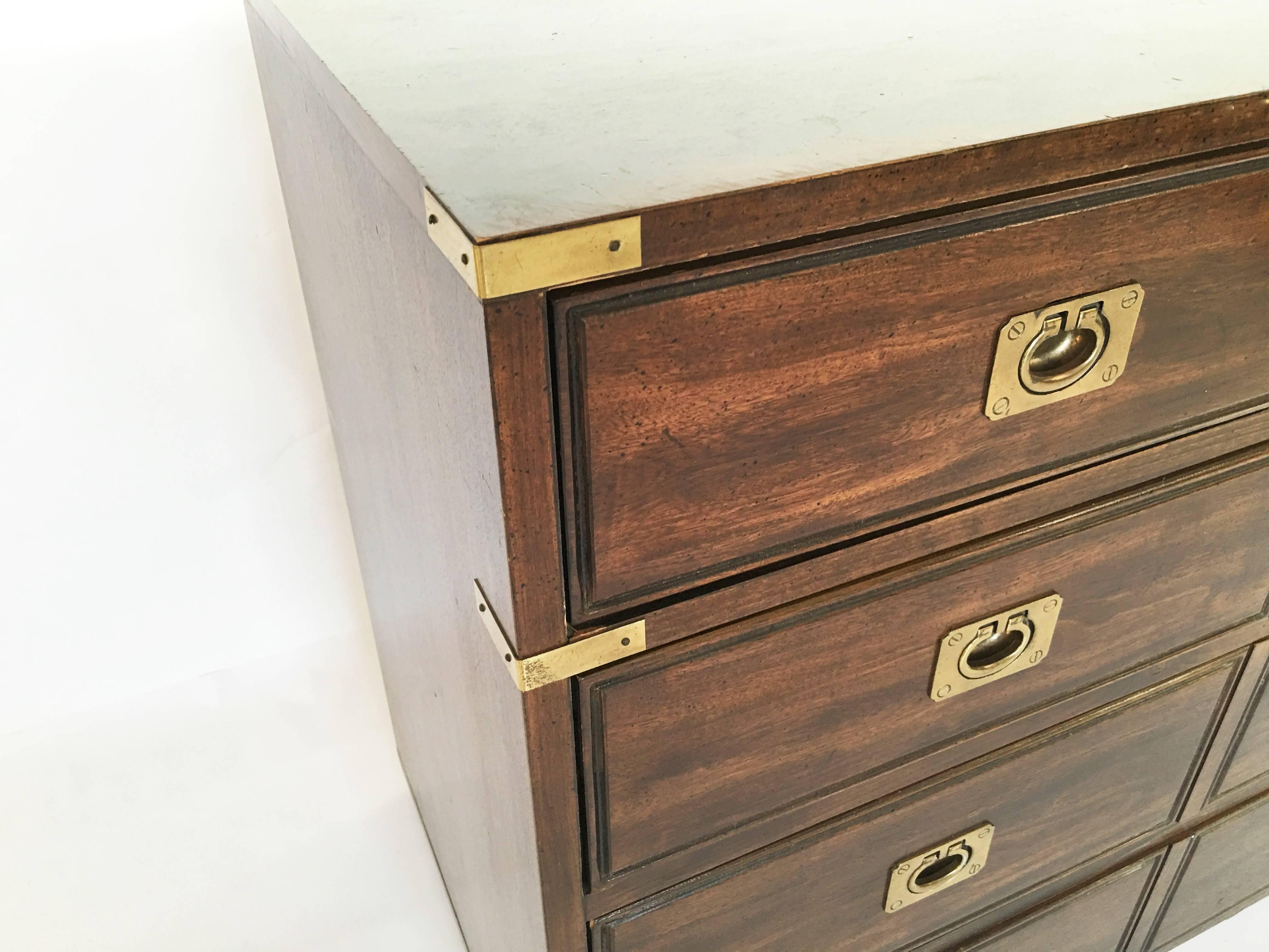 Mid-20th Century Vintage Four-Drawer Campaign Bachelors Chest For Sale