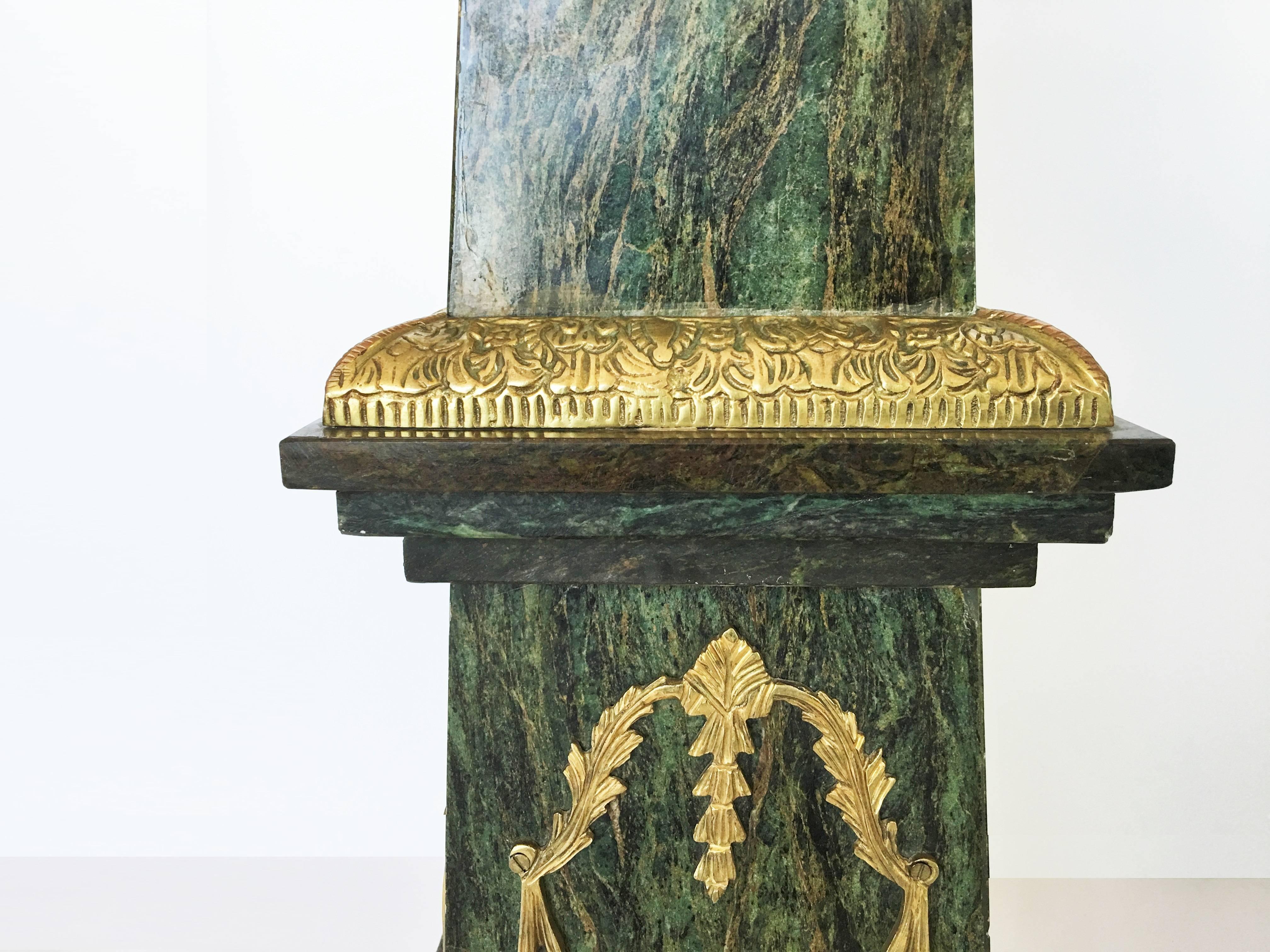 Monumental Pair of Marble and Gilt Bronze Obelisks For Sale 3