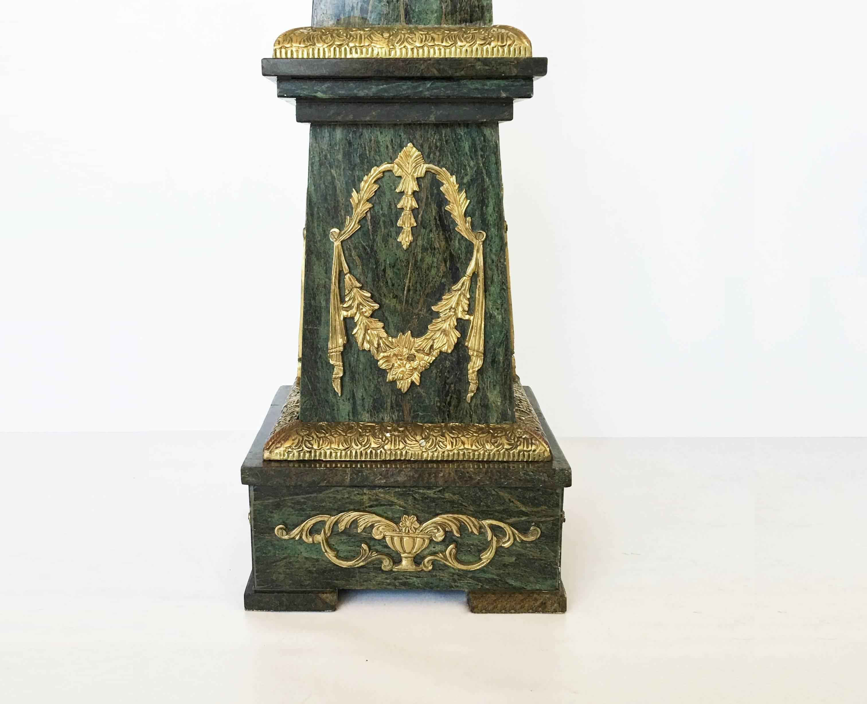 Monumental Pair of Marble and Gilt Bronze Obelisks For Sale 4