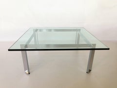 Modernist Square Chrome and Glass Coffee Table