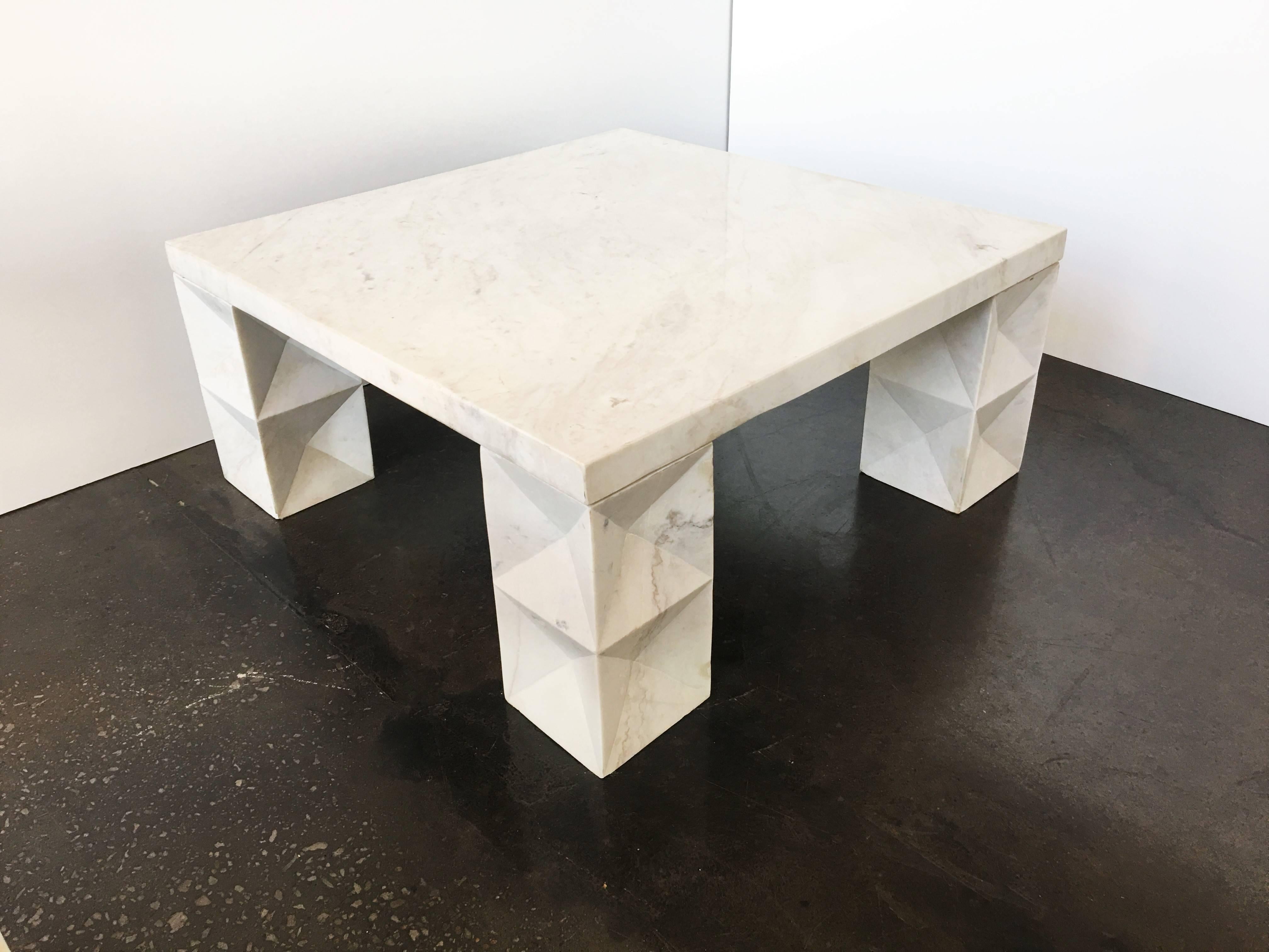Italian Modernist Coffee Table in Carrara Marble