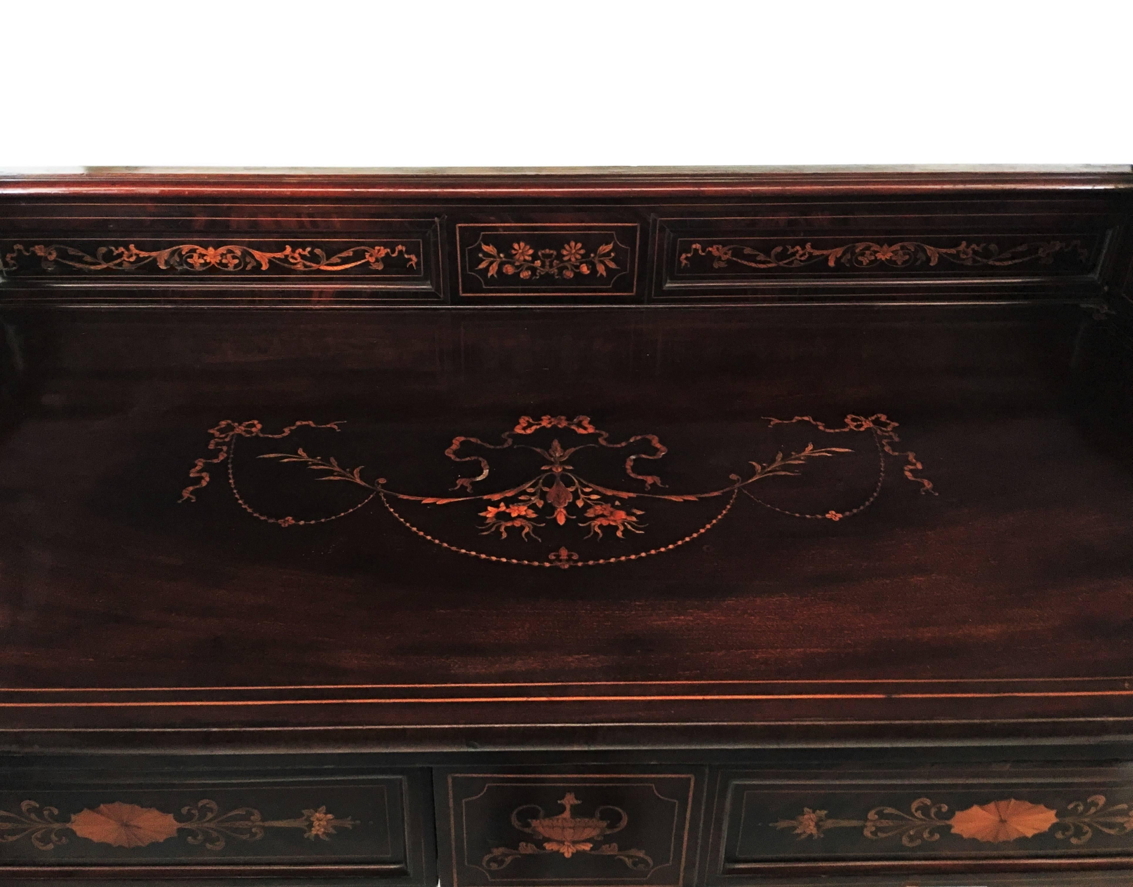 Early 19th Century Regency Marquetry Inlaid Rosewood Pedestal Sideboard with Urn For Sale 1