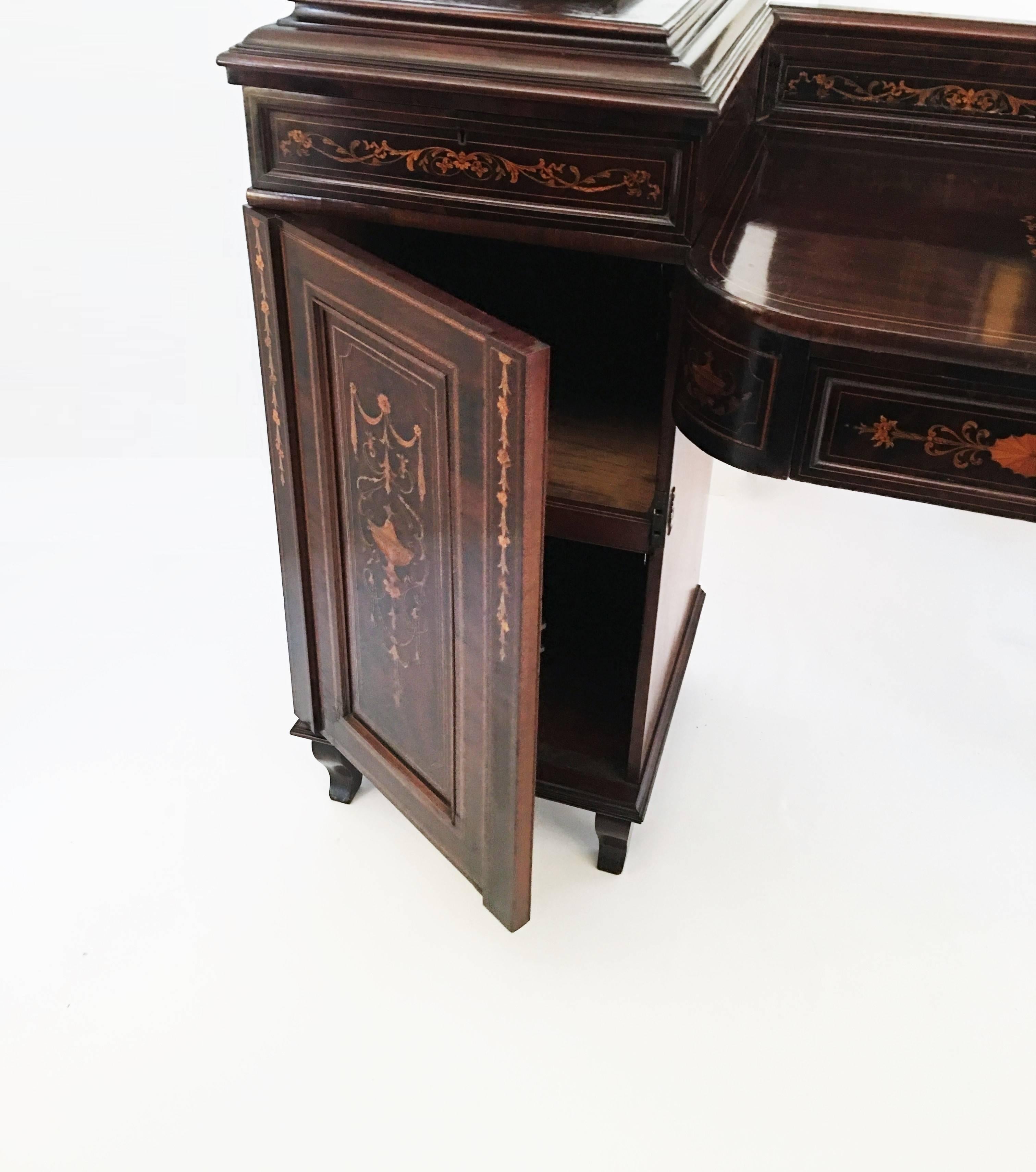 Early 19th Century Regency Marquetry Inlaid Rosewood Pedestal Sideboard with Urn For Sale 4