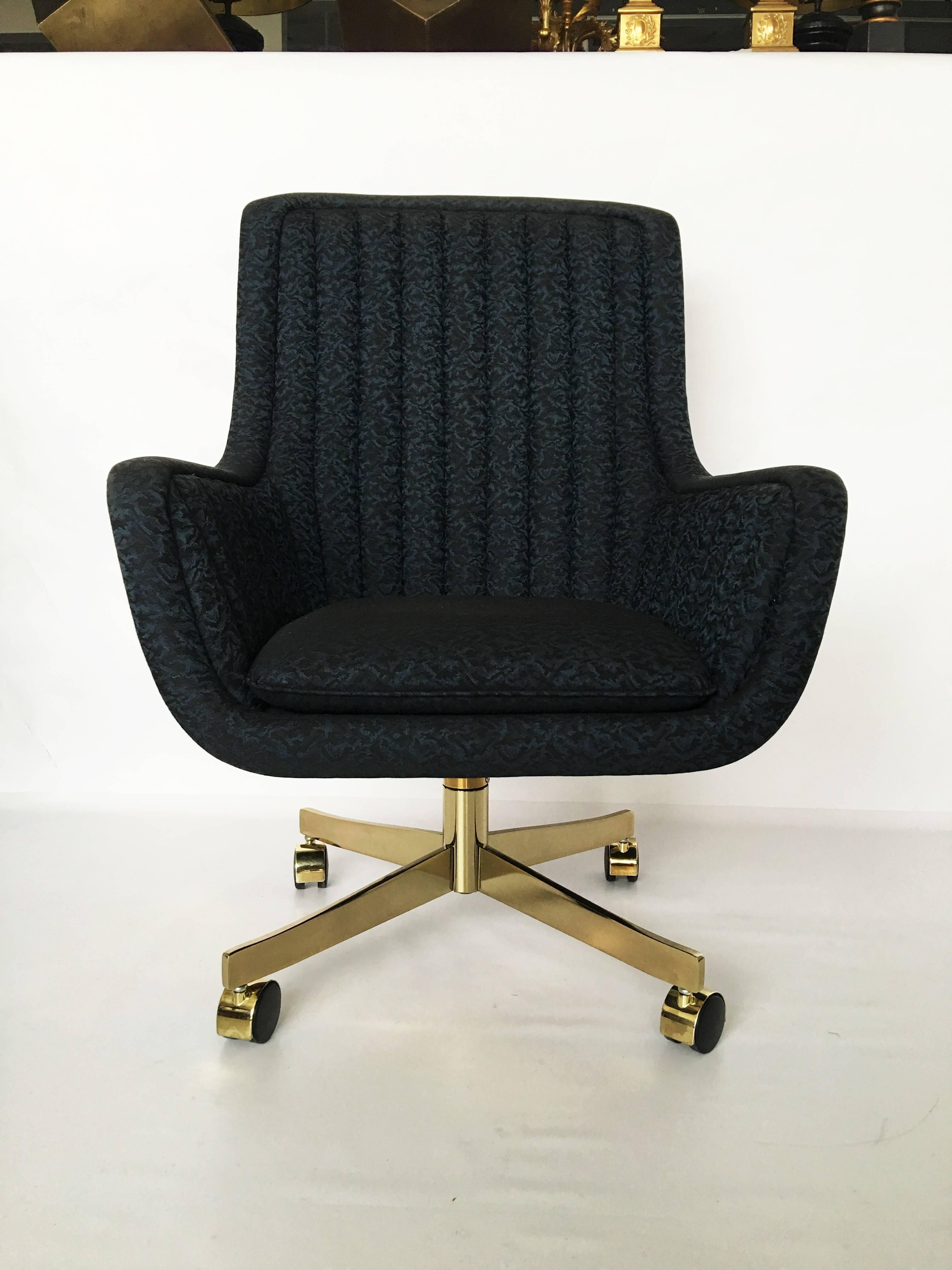 Brass Set of Eight Ward Bennett for Brickel Associates Swivel Chairs For Sale