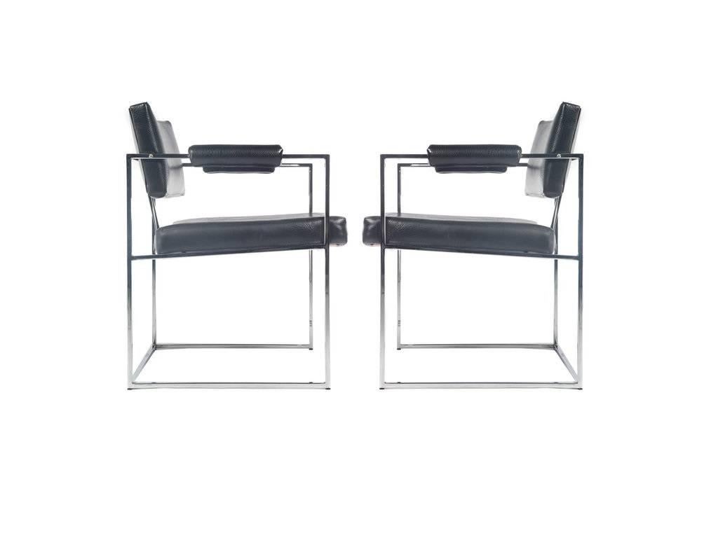Milo Baughman Thayer Coggin Eight Chrome Dining Chairs In Good Condition For Sale In Dallas, TX