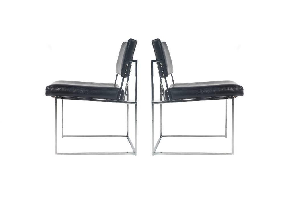 Late 20th Century Milo Baughman Thayer Coggin Eight Chrome Dining Chairs For Sale