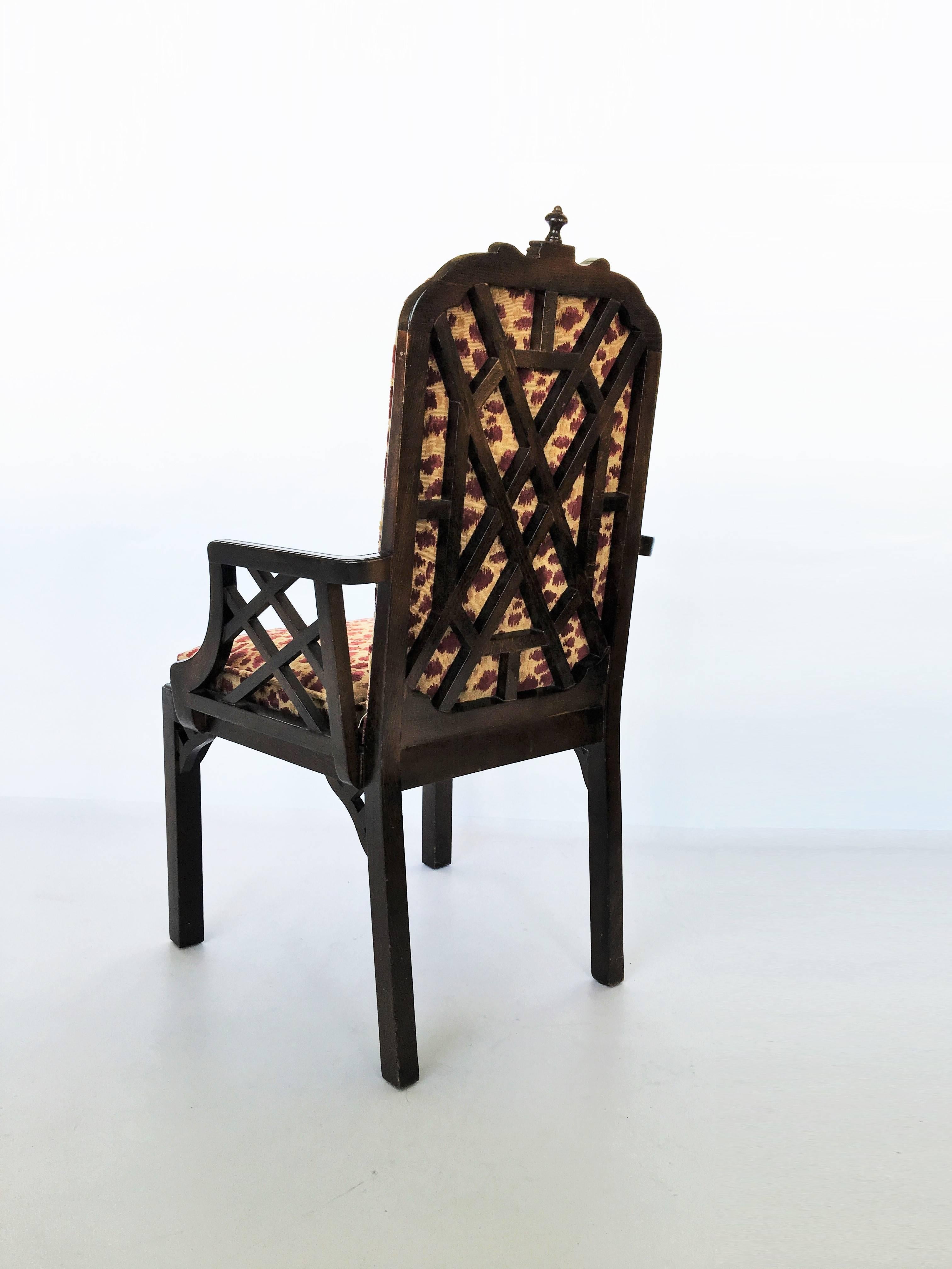 Upholstery Six Chinese Chippendale Dining Chairs For Sale