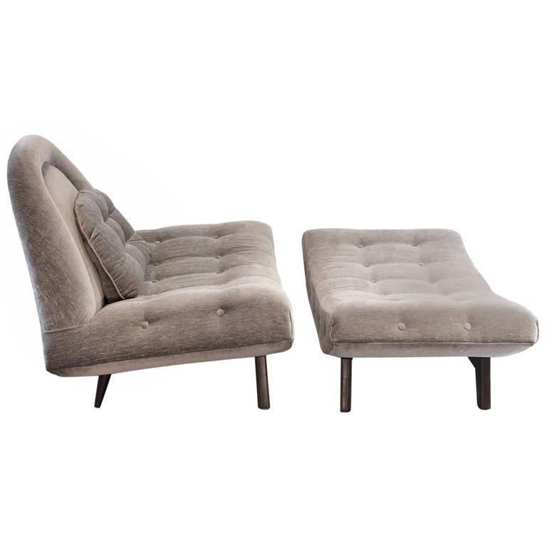 American Tufted Gondola Chair and Ottoman by Adrian Pearsall For Sale