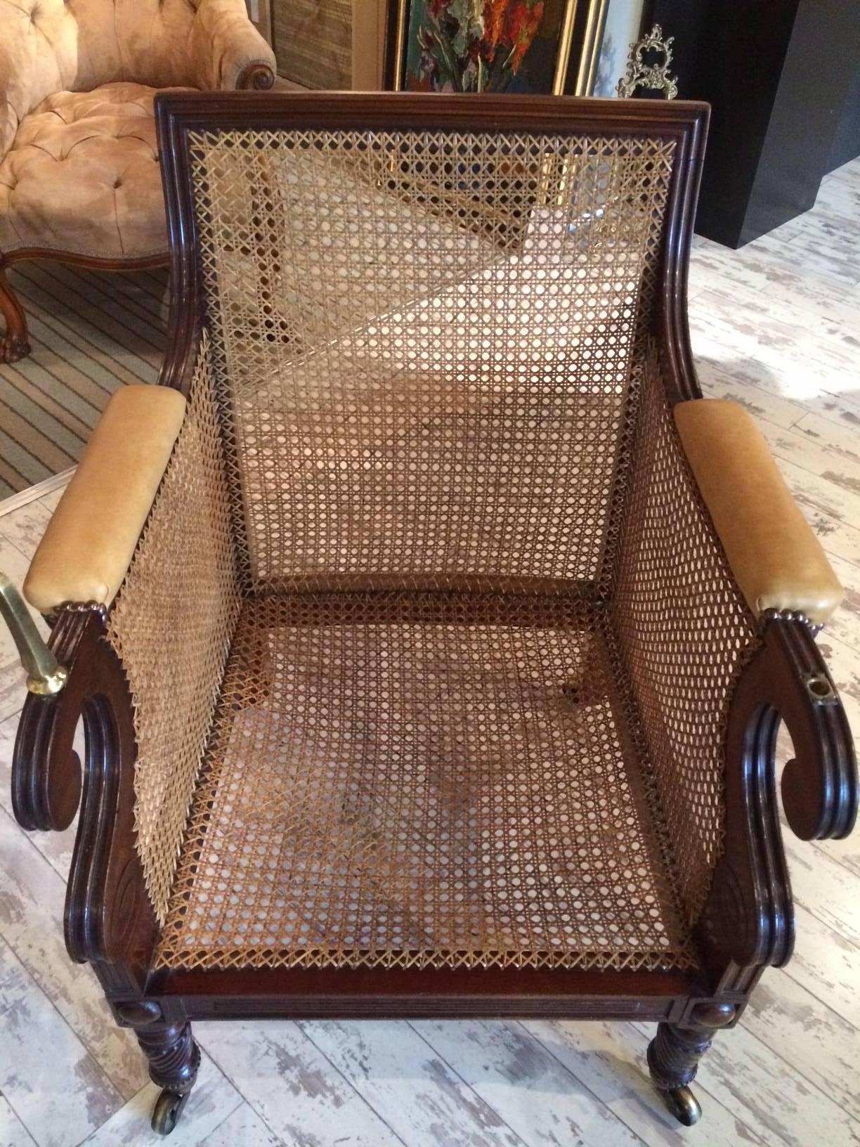 Stunning Regency Period Mahogany Bergere Chair For Sale 2