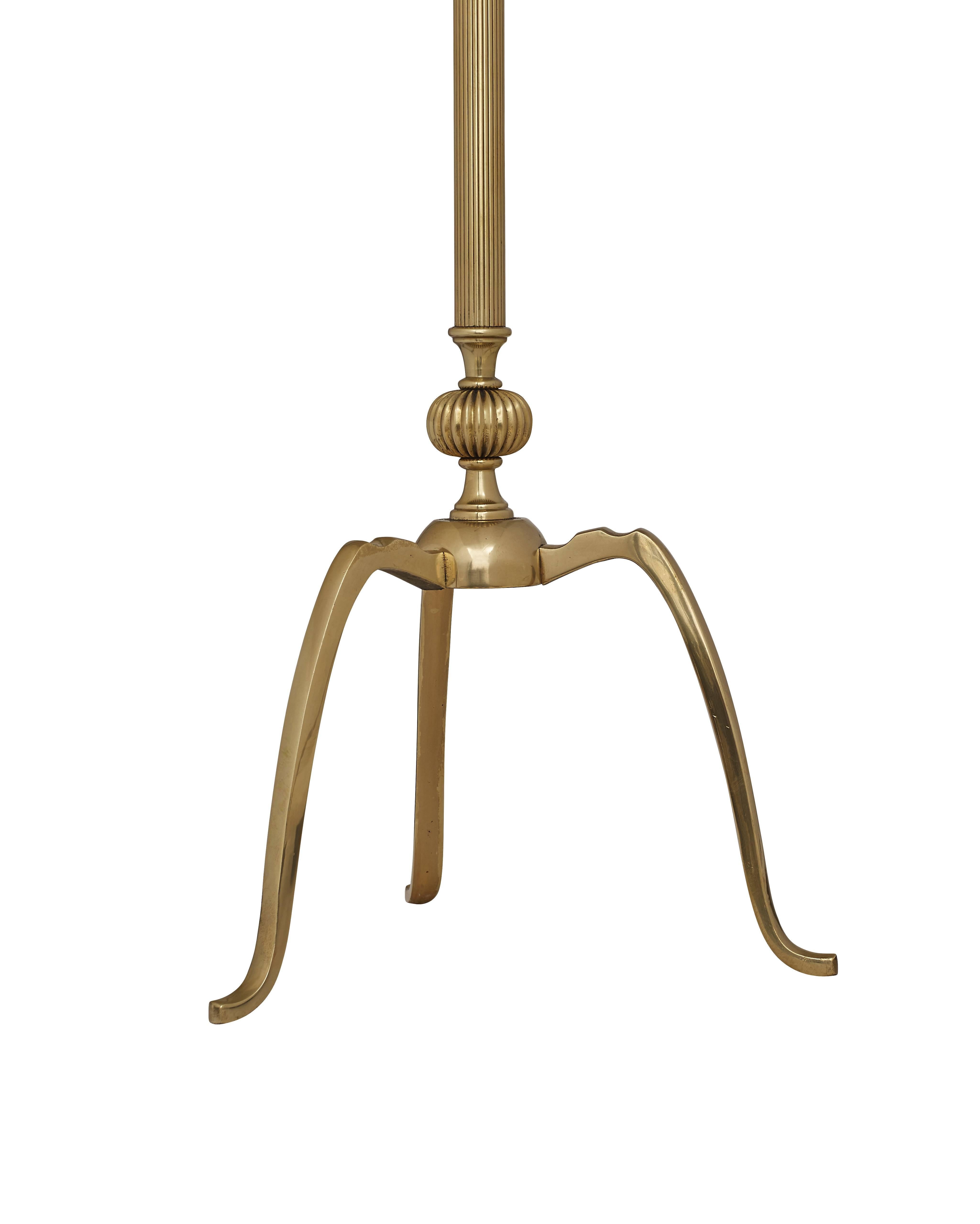 French Pair of Adjustable Brass Overhanging Reading Lamps For Sale