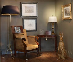 Pair of Maison Jansen Style Swanheads and Feet Brass Floor Lamps