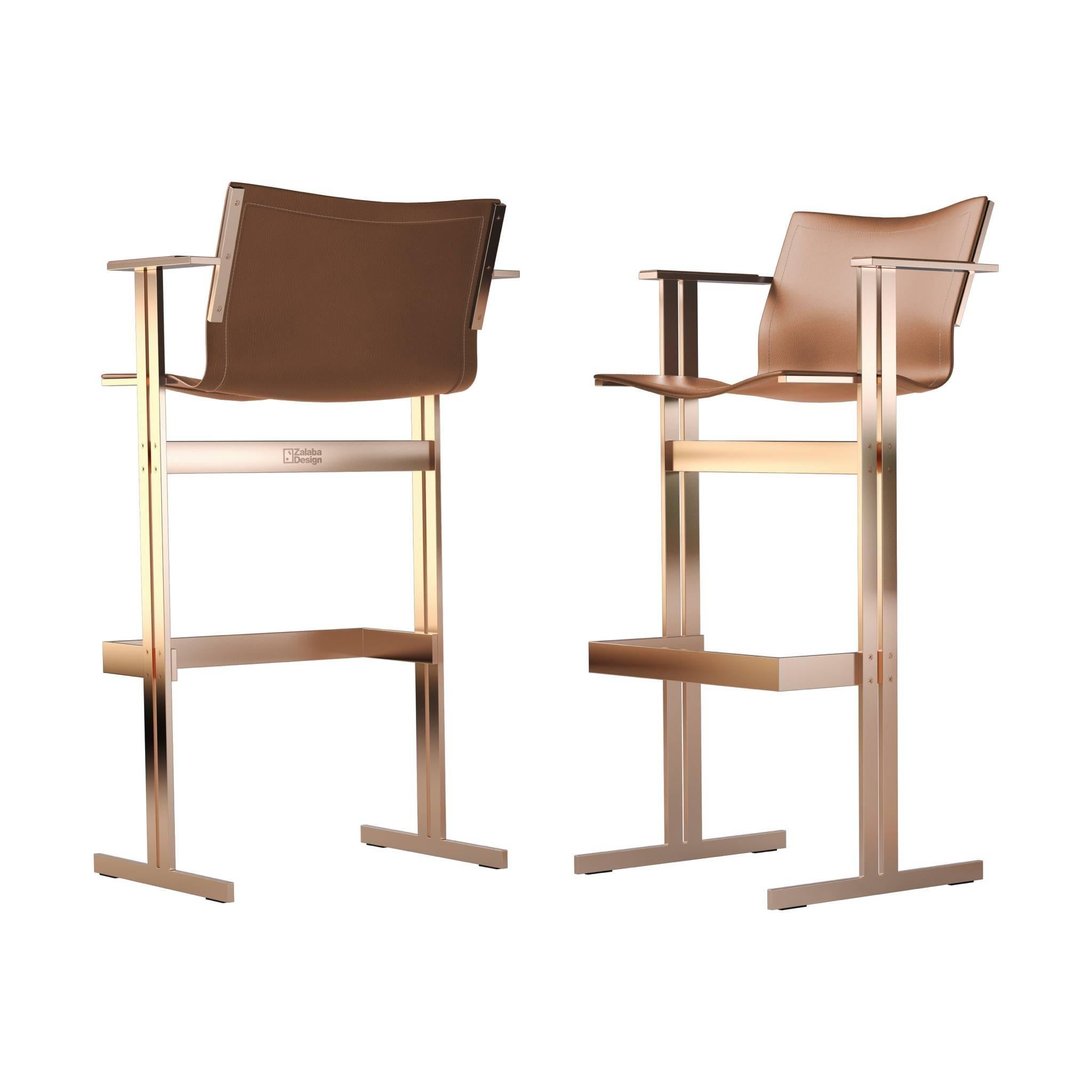 Kolb Bar Chair Modern Bauhaus 21st Century Design Steel or Leather For Sale