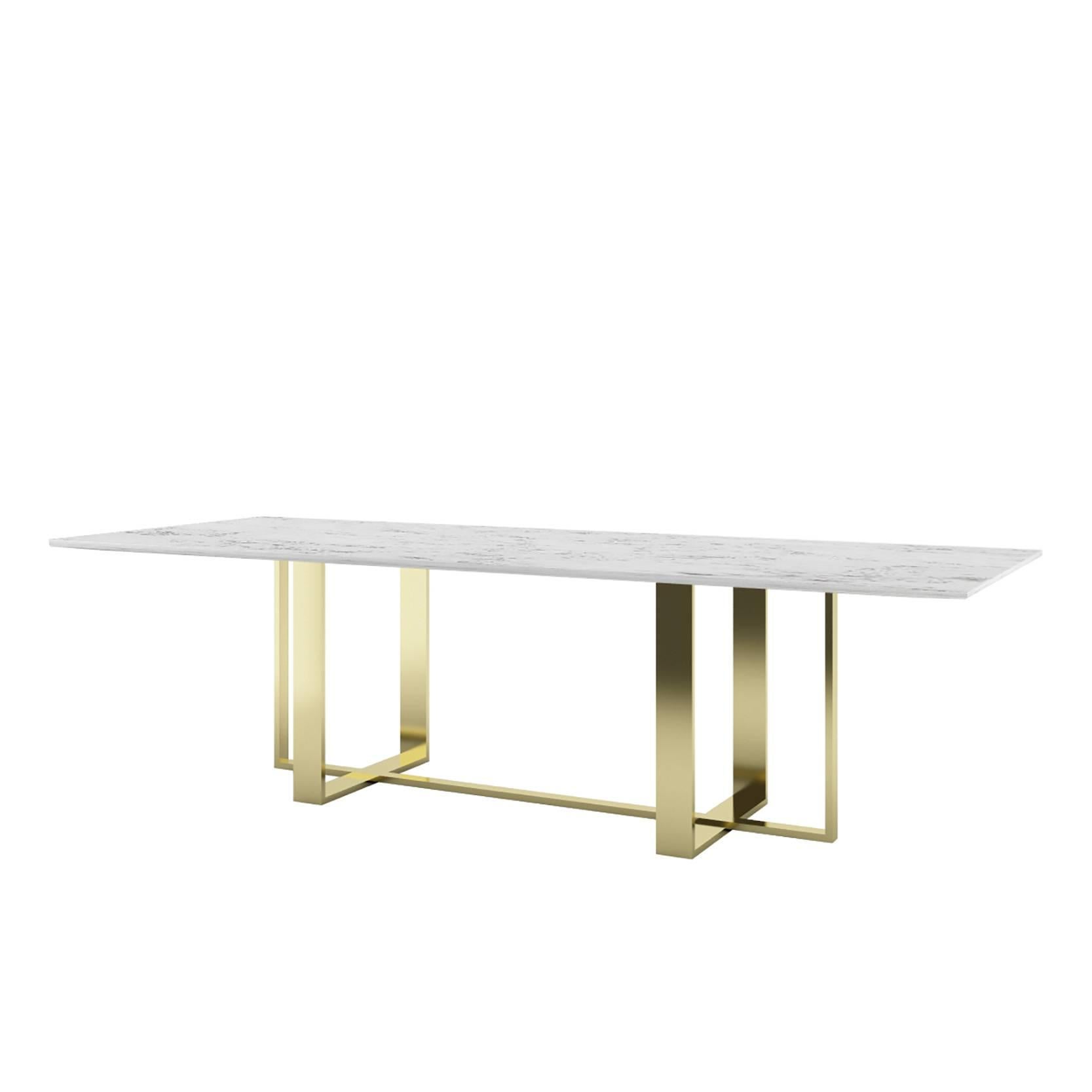 Plated Modern Dining Table Black and White Made in Italy For Sale