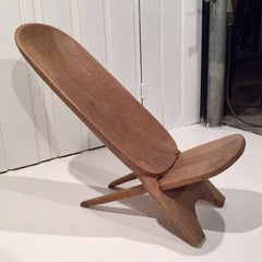 Tribal African Lounge Chair Massive Hand Carded Wood Foldable