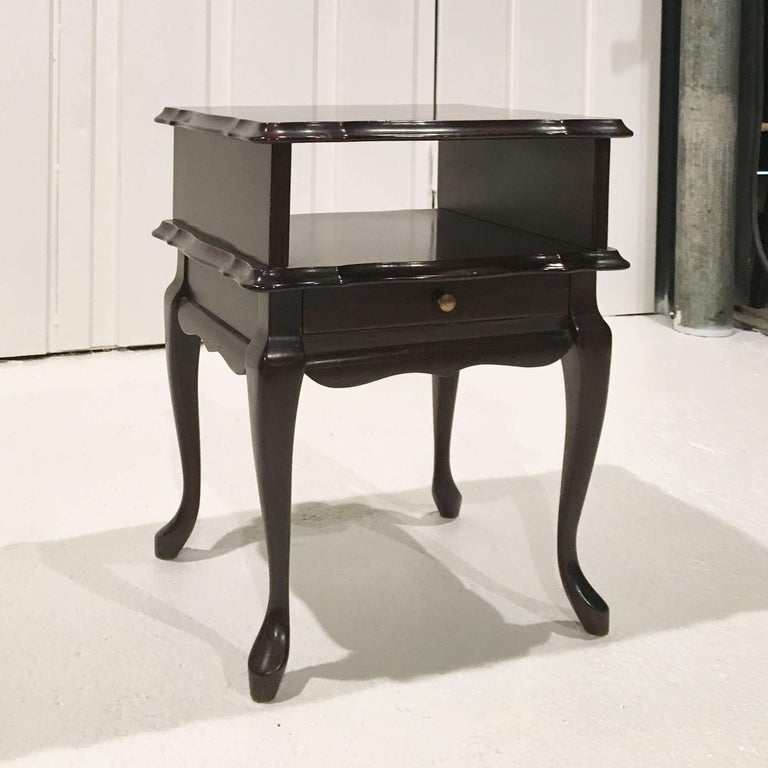 French Antique Wooden Side Table with Small Drawer For Sale at 1stDibs