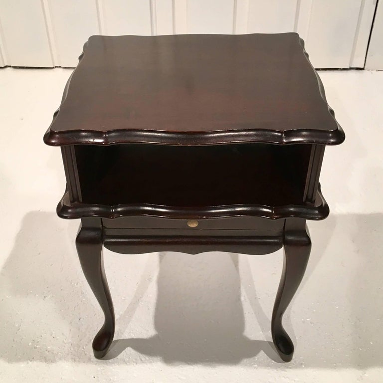 French Antique Wooden Side Table with Small Drawer For Sale at 1stDibs