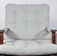 Bruno Mathsson Ingrid Chair in Grey Woolen Felt Fabric, Made by DUX