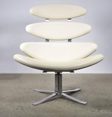 Poul Volther EJ 5 Corona Chair by Erik Jorgensen in White Leather