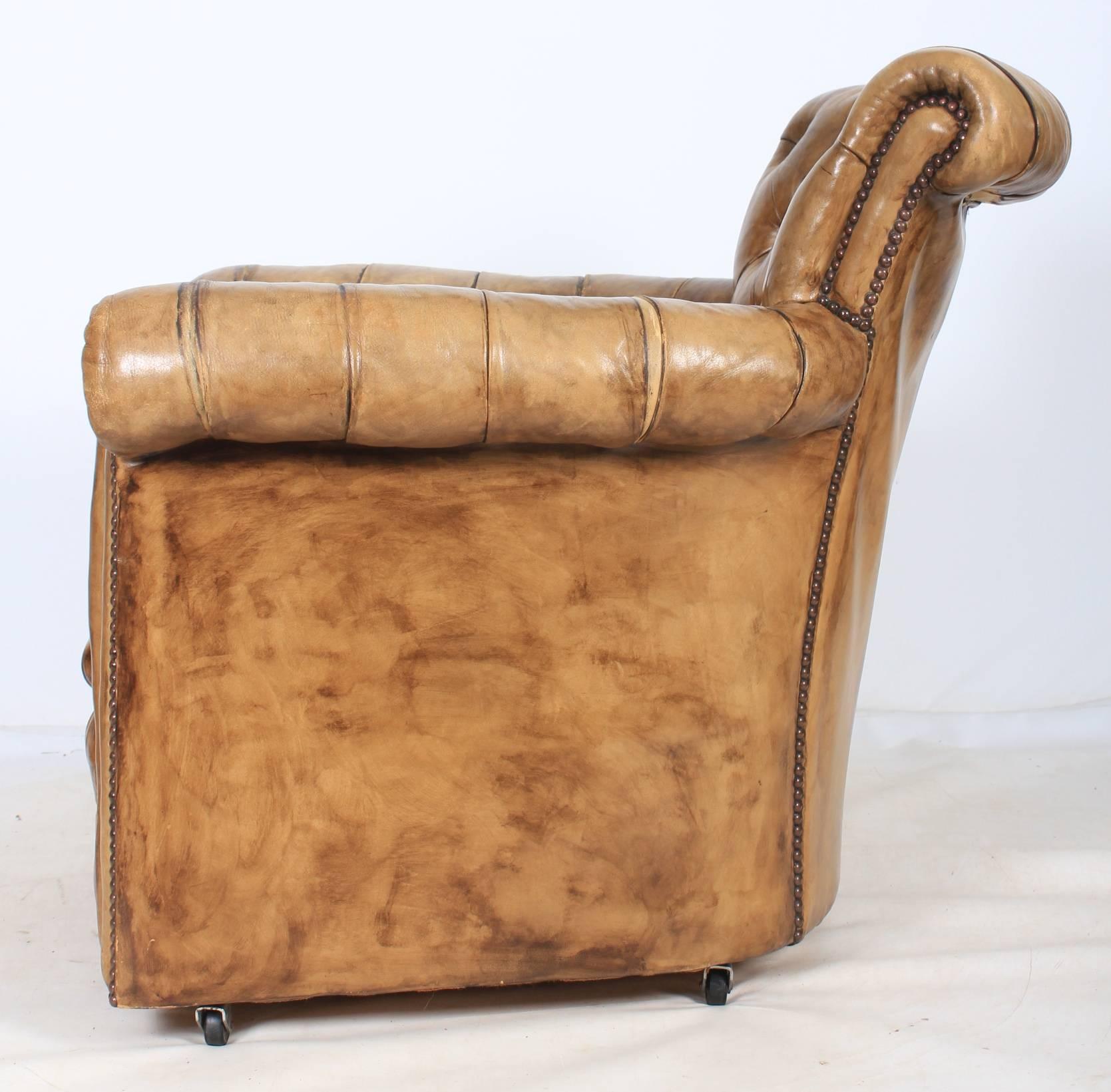 Leather Chesterfield Style Library Armchair For Sale 2