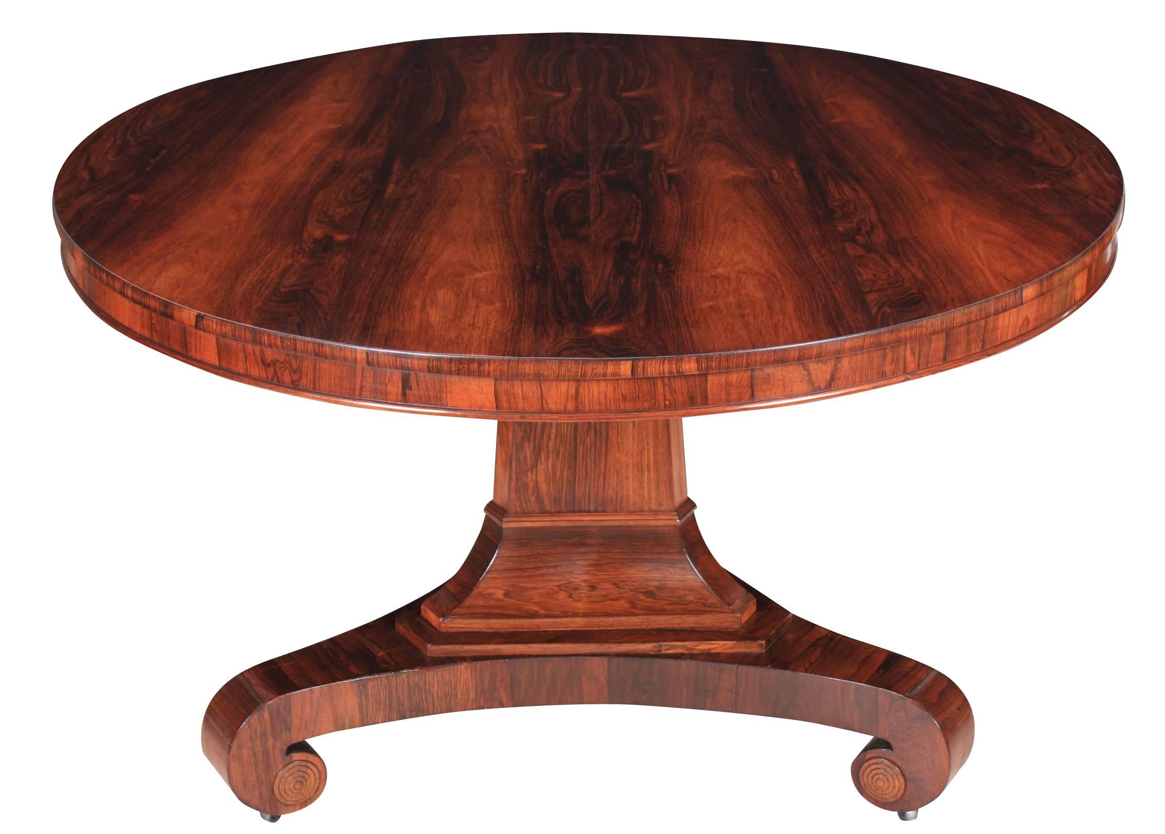 Early 19th Century Round Circular Rosewood Breakfast Dining Table