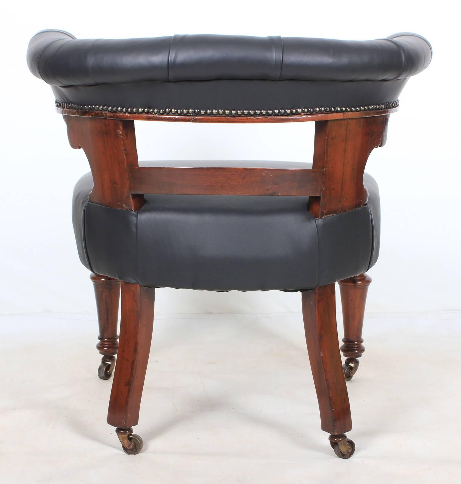 Victorian Mahogany and Leather Captains Desk Chair 1