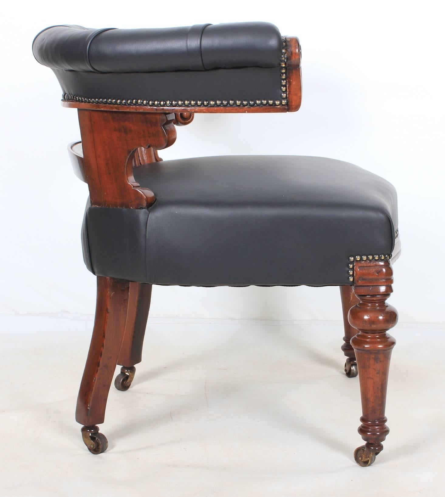 Victorian Mahogany and Leather Captains Desk Chair 2