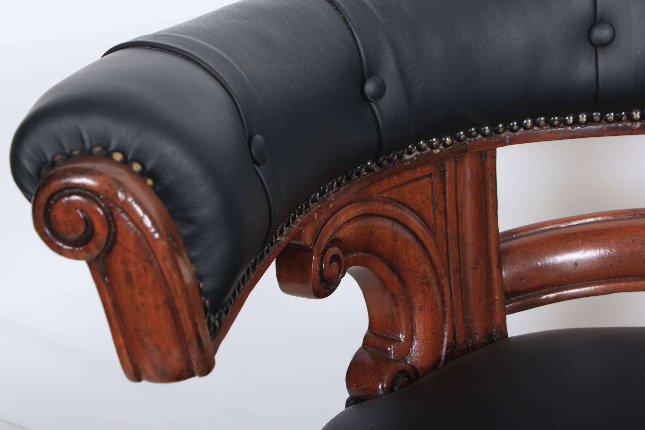 Victorian Mahogany and Leather Captains Desk Chair 3